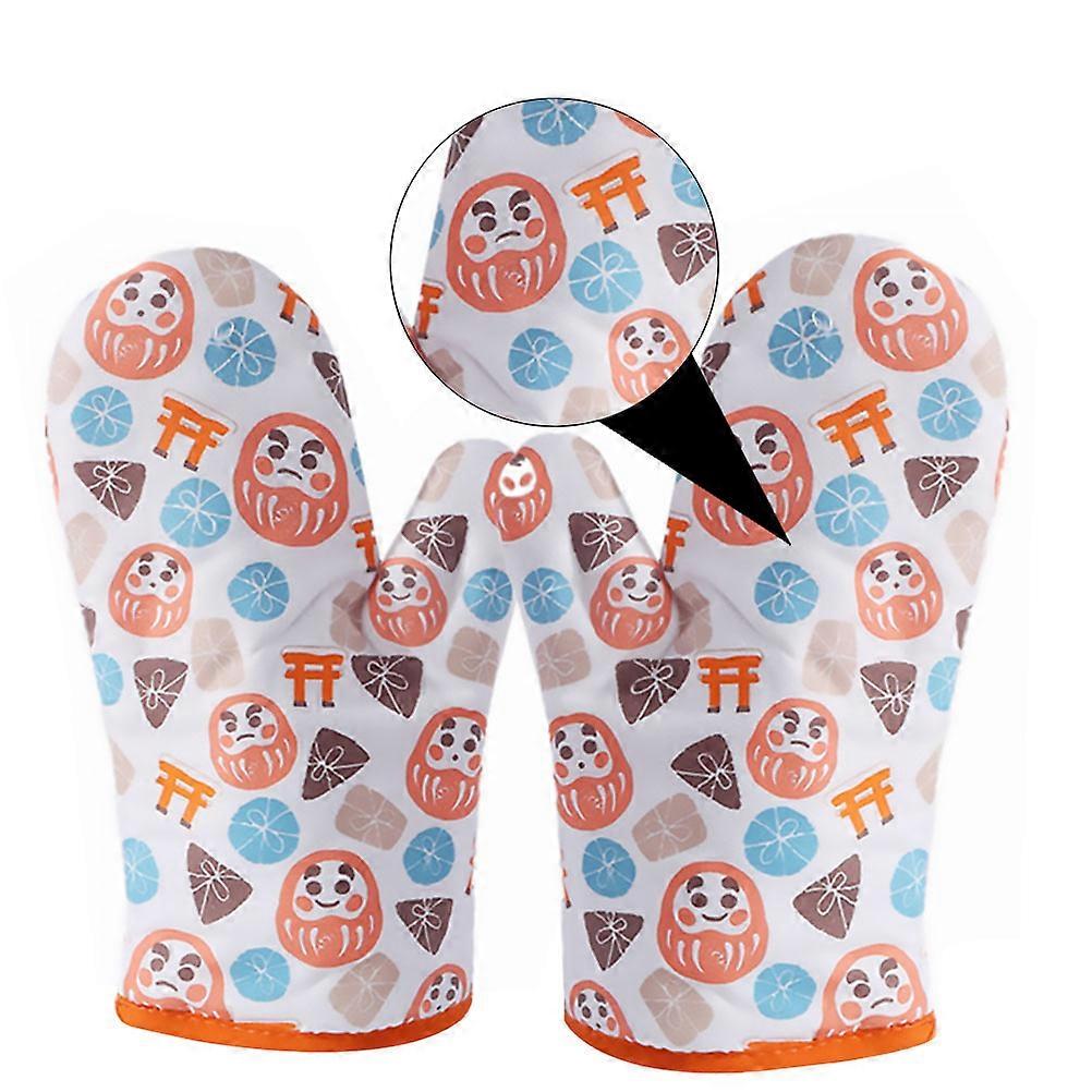 Kitchen Mittens Heat Resistant Oven Gloves Set Cooking Baking Protection Hands 27x14cm Polyester Thick Design 1 Pair