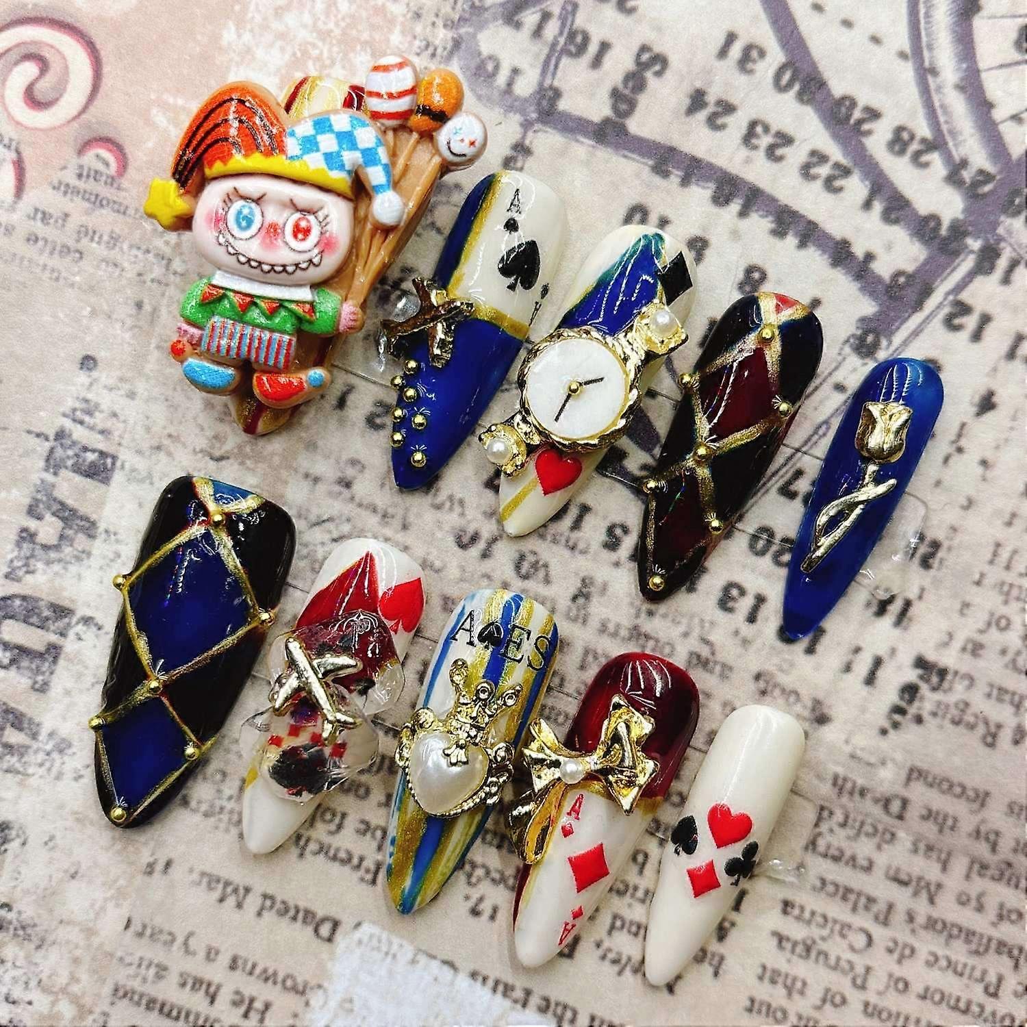 Clown Figure Art Decor - Handcrafted Cartoon Armor Nail Art