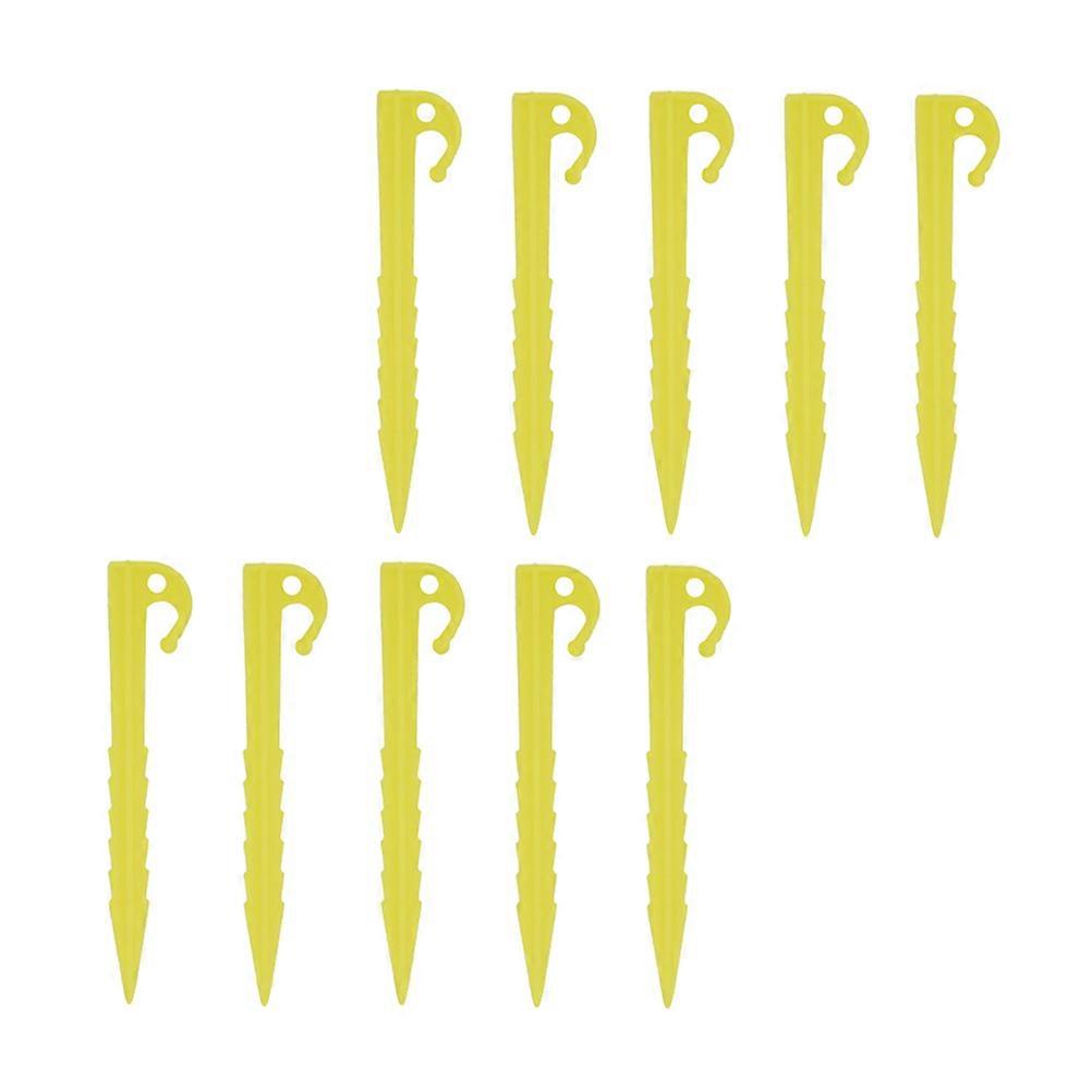 Durable Camping Tent Pegs with Strong Hook for Stable Support Yellow Plastic 10pcs 4.72 inches
