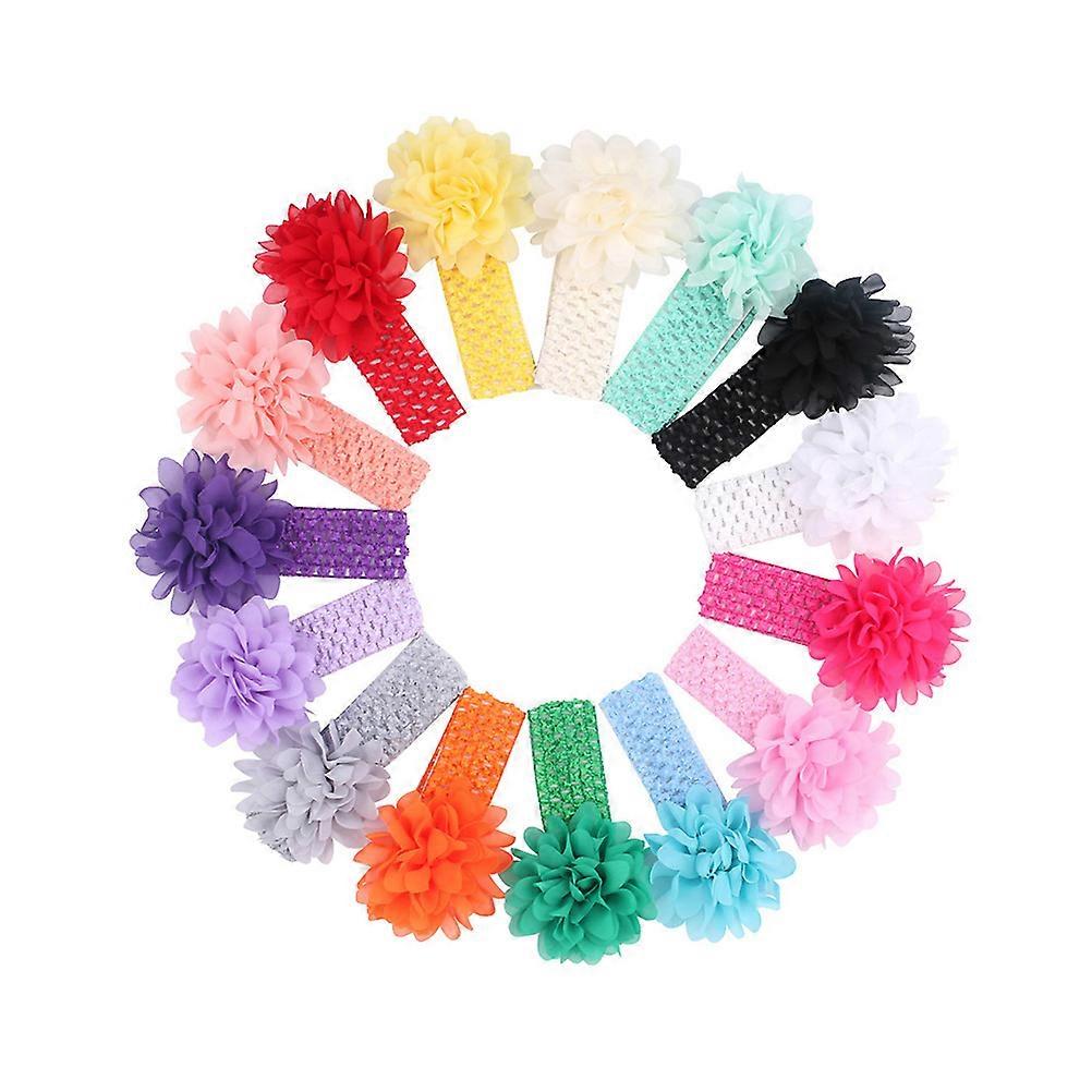 Çocuklar için Şifon Çiçek Başbandı Çeşitli Renklerde Kumaş Malzeme Yeni Doğan Bebekler Çocuklar Boyut 12 Adet