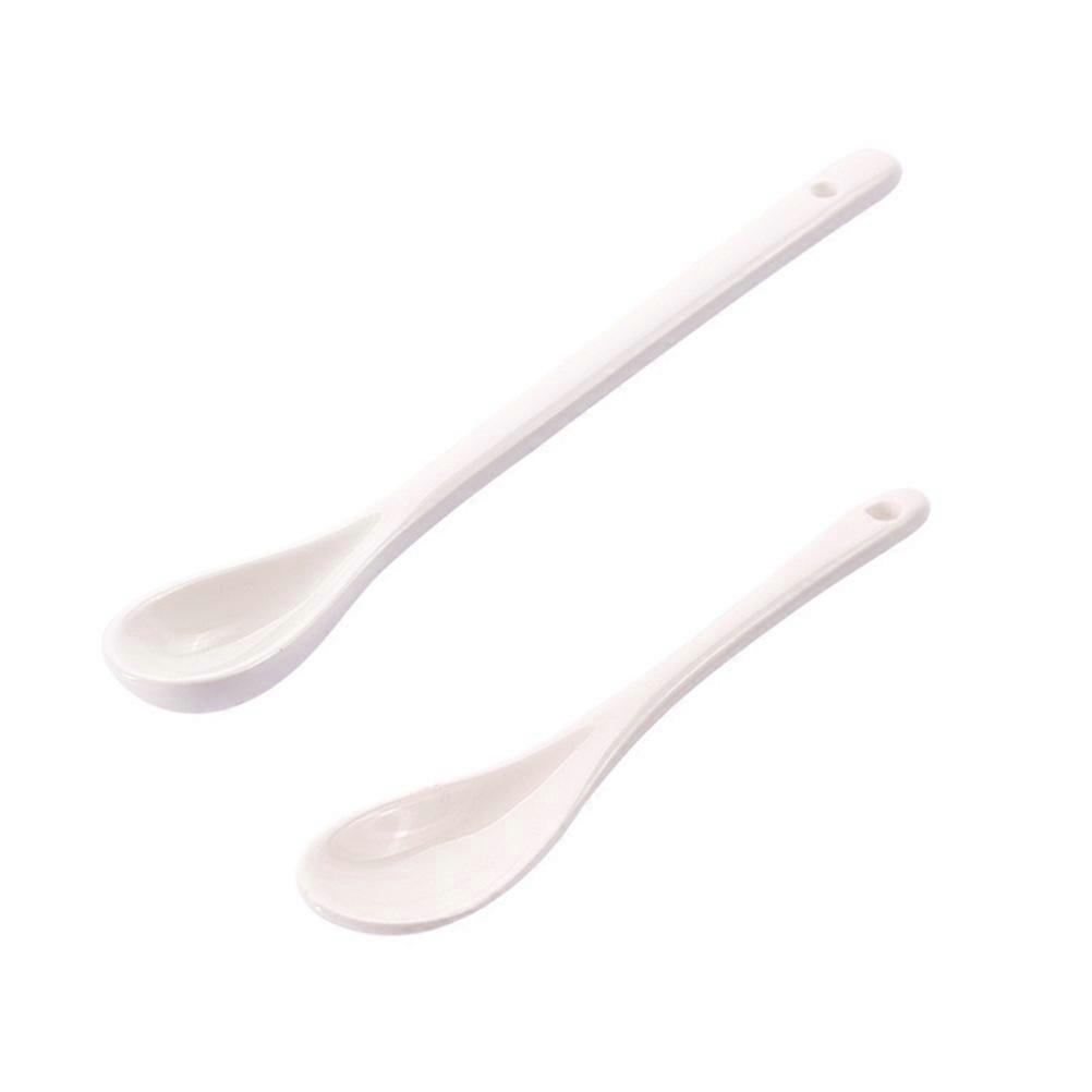5 Pcs Porcelain Tableware Dinner Spoons Reusable Soup Spoons Set Large Spoons with Long Handle for Home and Restaurant(Small Size)