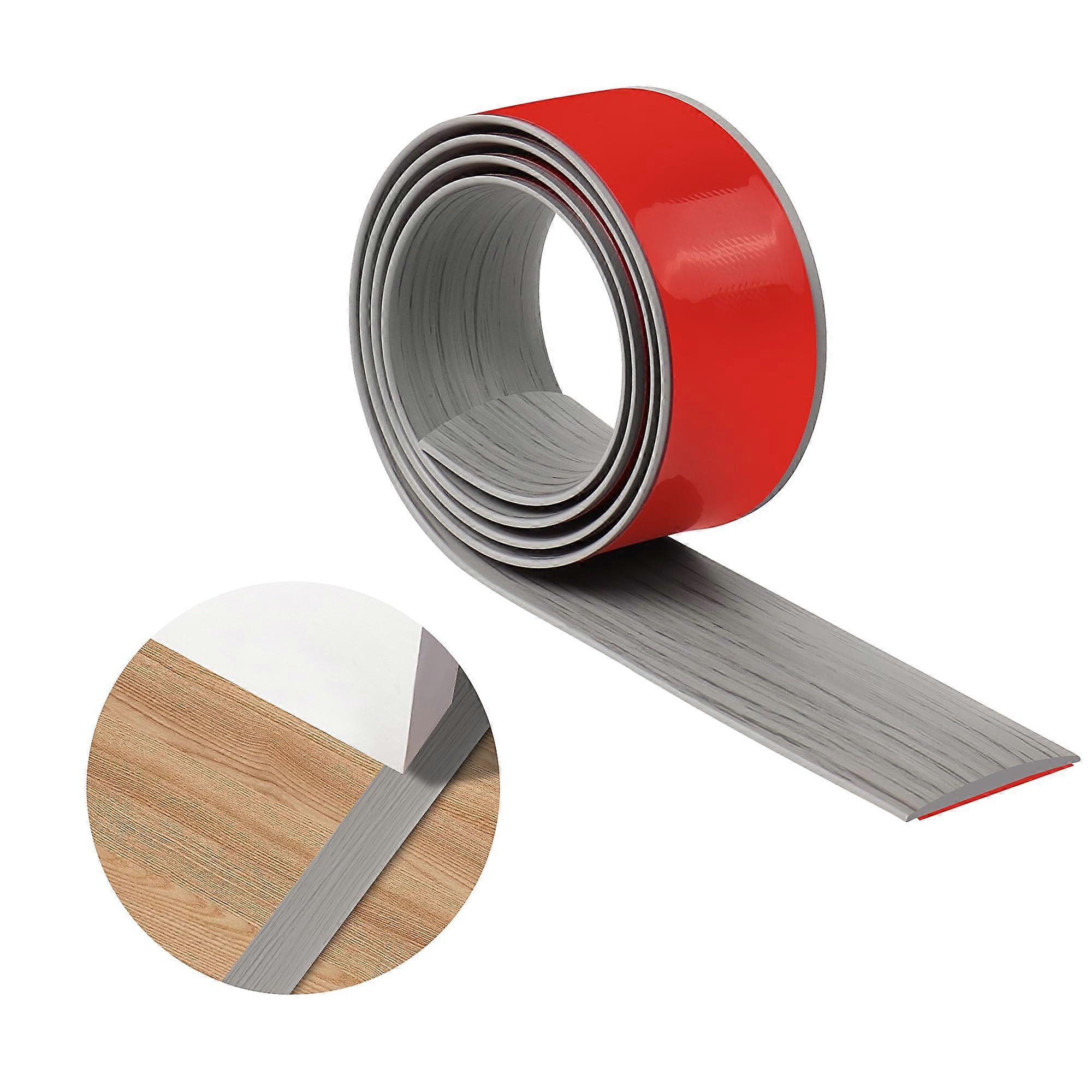 Floor Transition Strips, PVC Self-Adhesive Waterproof Threshold Strips for Door Openings, Grey Wood Grain, 1m x 4cm