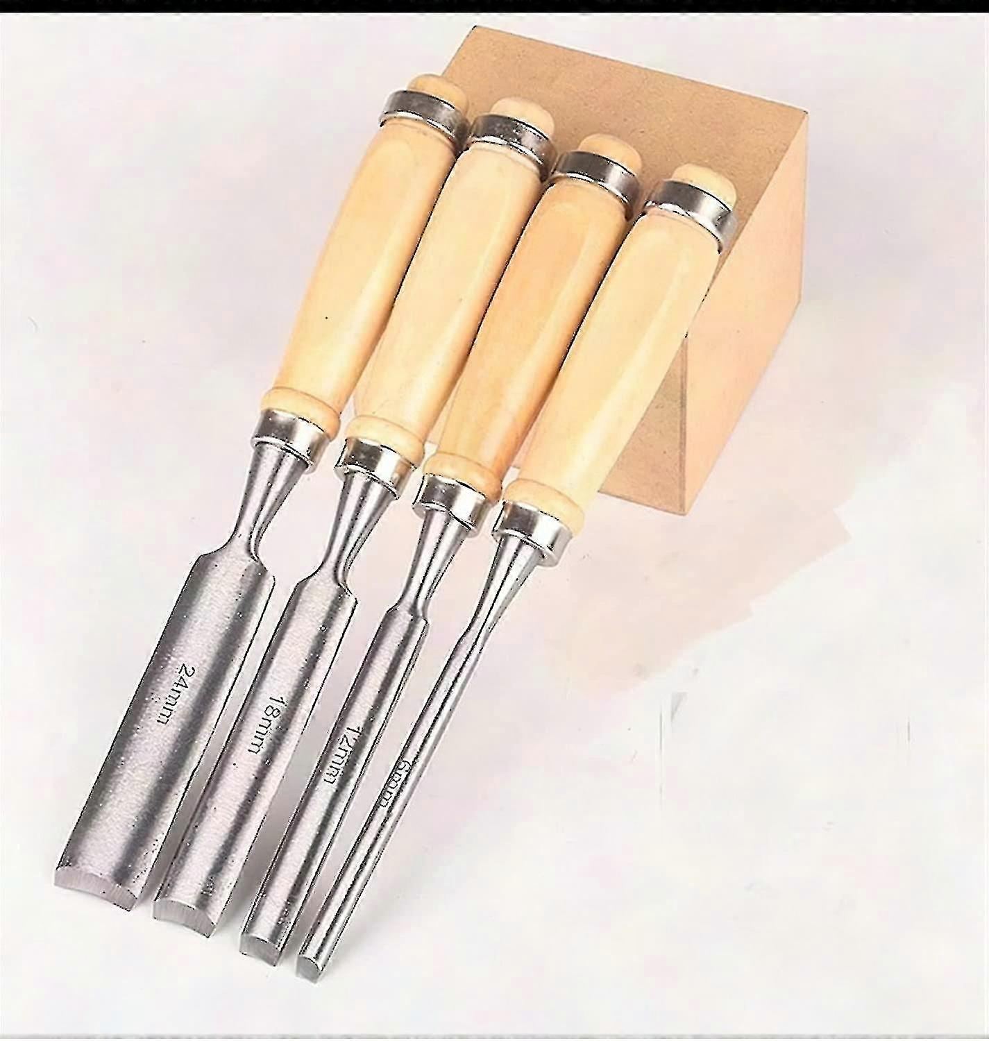 4-Piece Wood Carving Tool Set with Semicircular Chisel Gouges