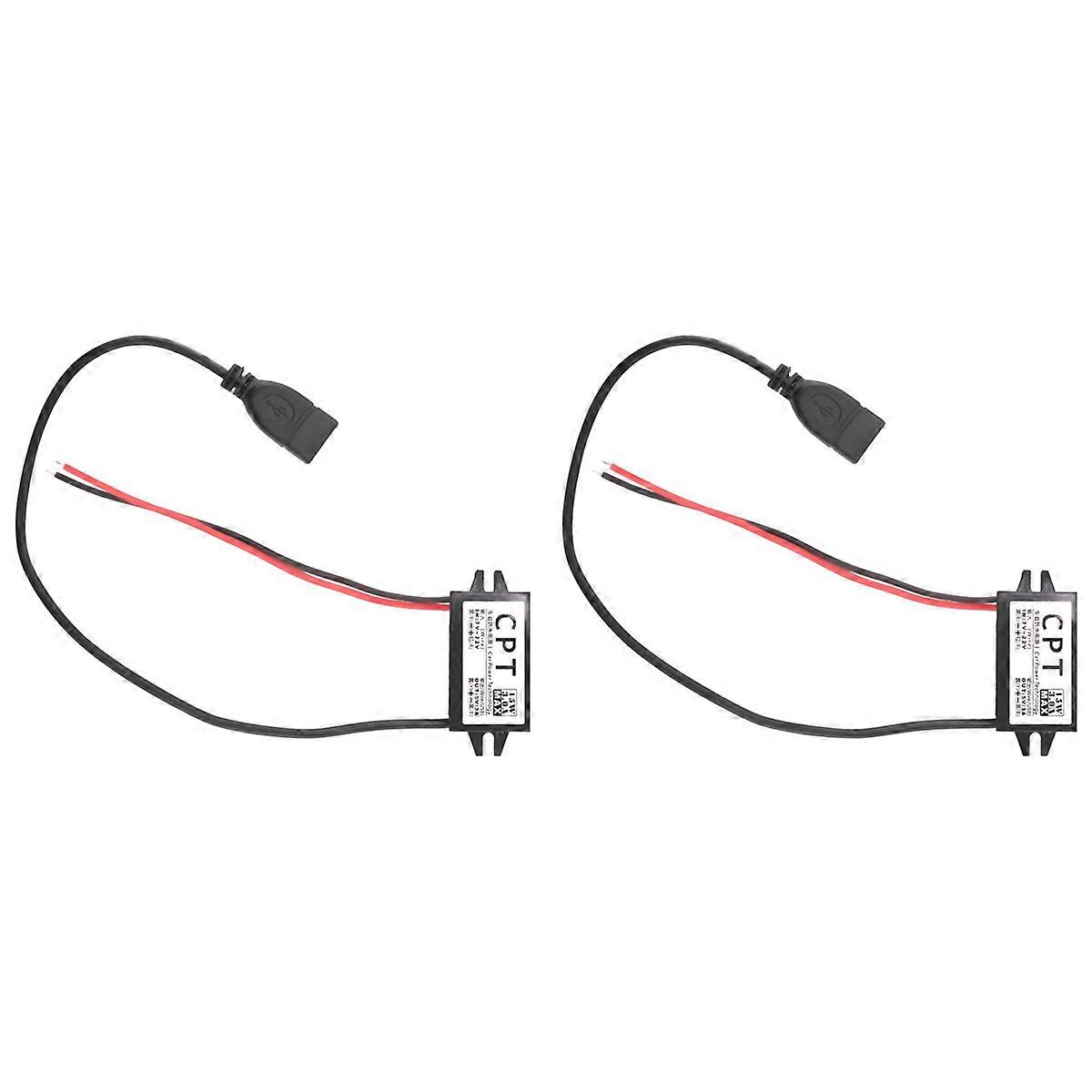 2X Car Power Converter DC 12V to 5V 3A Voltage Converter with Single USB Adapter Connectors for Phon