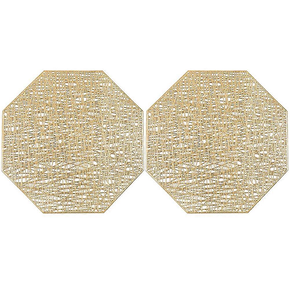Irregular Table Mat Modern Octagon Shape Placemat Protect Table Golden 41.00X38.00X0.50CM 2Pcs