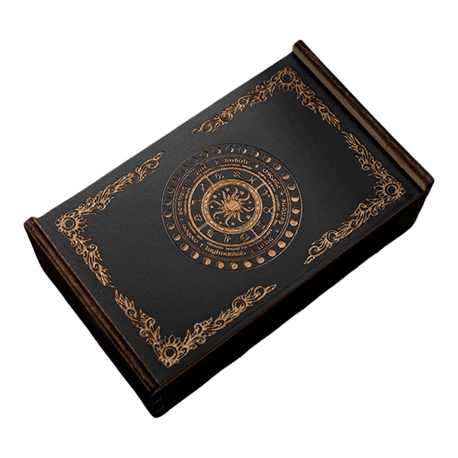 Rectangular wooden card box, games, tarot, cards, container, jewelry, storage box, deck of cards, games, empty card storage box Etype