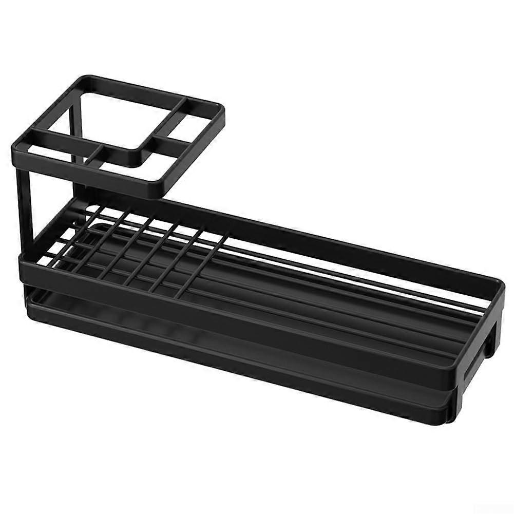 Family Space Saving Toothbrush Holder Black Rustproof Metal with Spacious Storage and Efficient Drainage Design