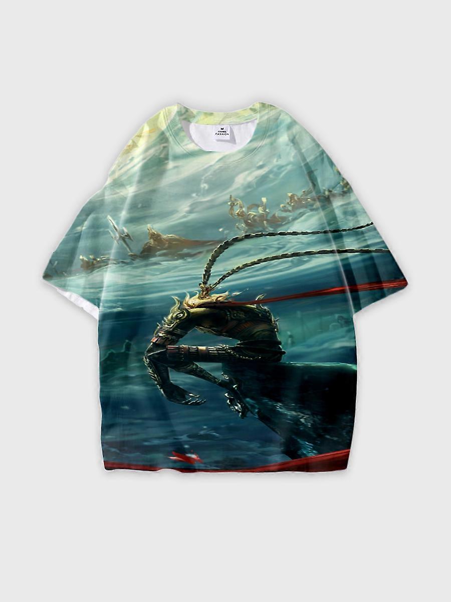 T-shirt round neck Role Pattern loose short sleeve E1684