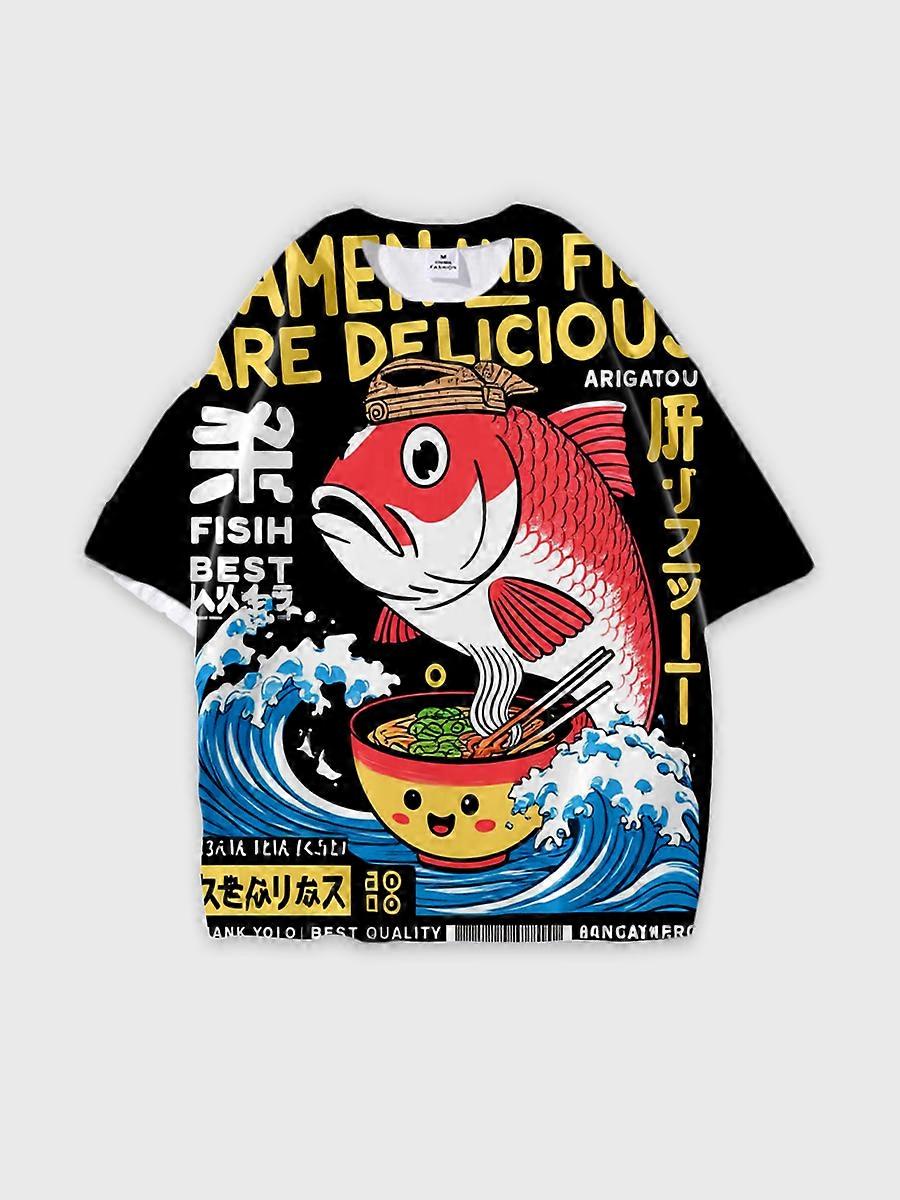 T-shirt round neck Pattern loose short sleeve N3117