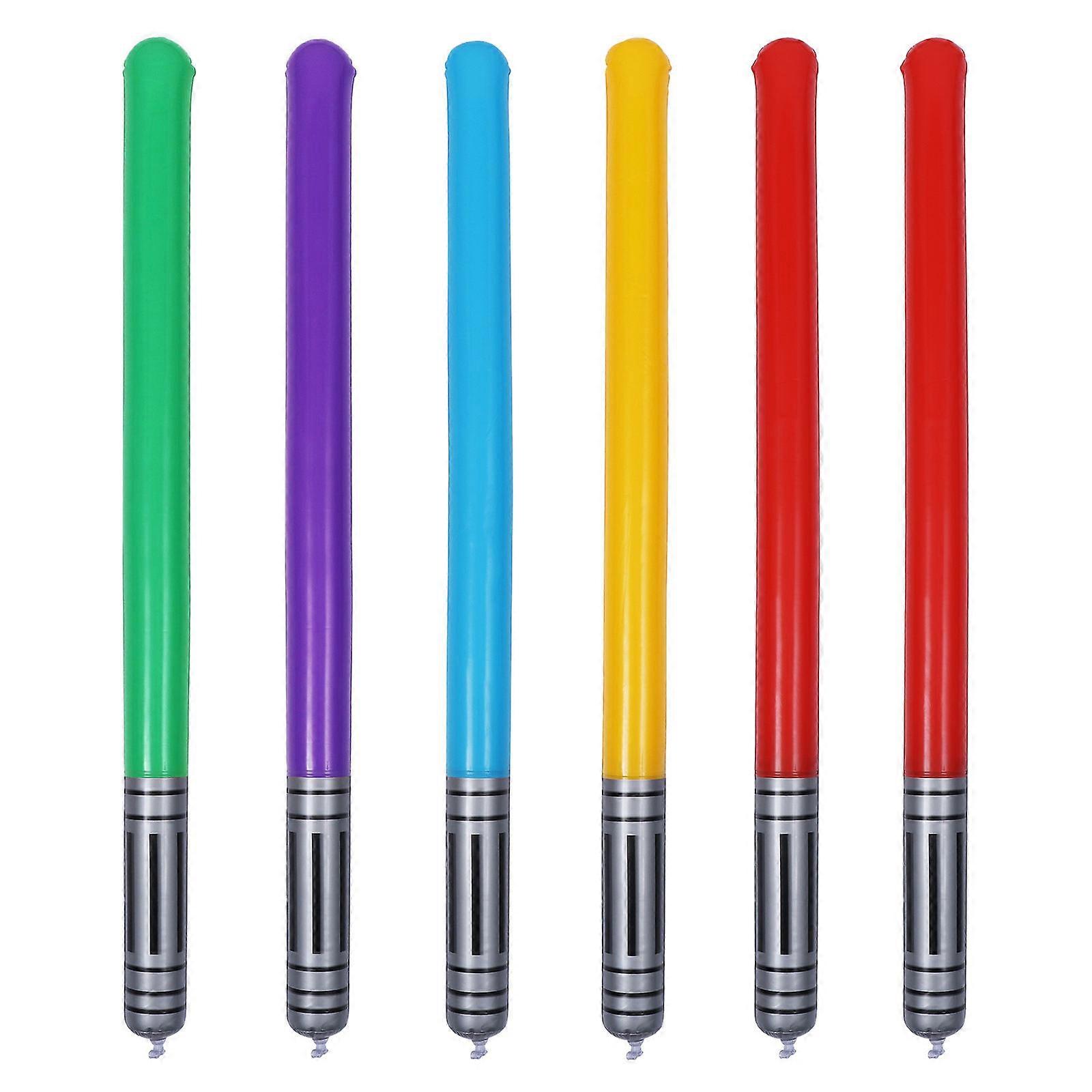Inflatable PVC Swords for Kids Playing Use Assorted Color 6 Pieces
