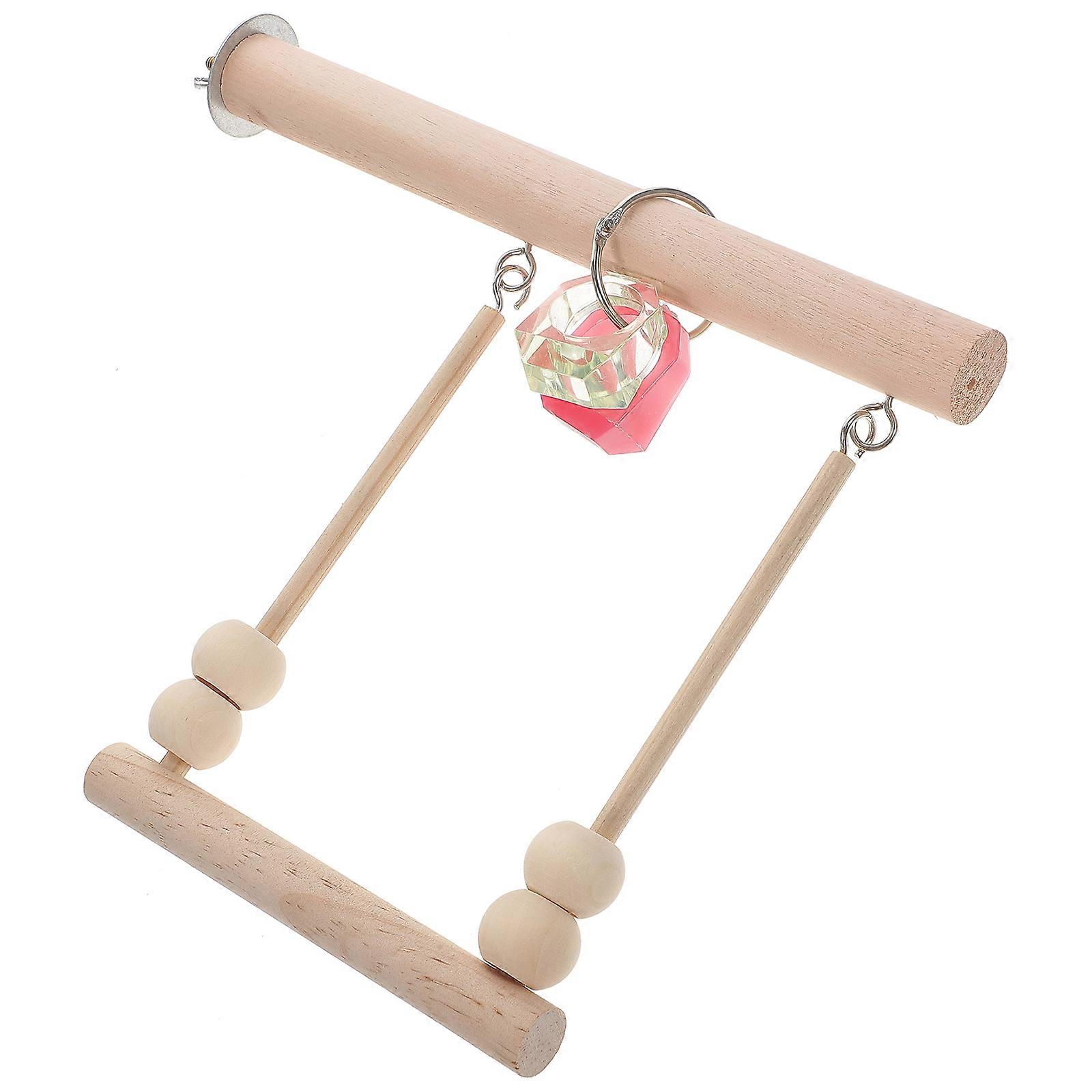 Adorable Khaki Wooden Bird Swing Toy for Parrots Durable Daily Playtime Fun 1 Set