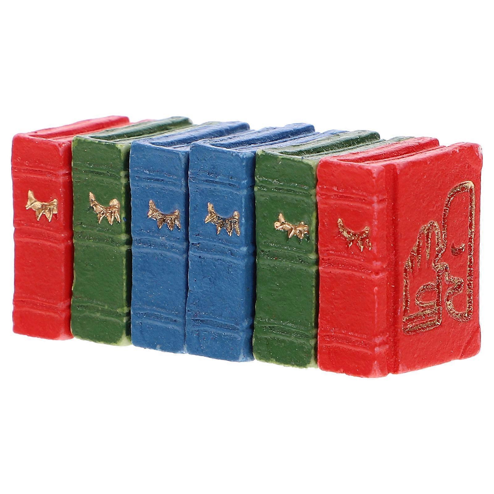 Tiny Book Model 6Pcs Safe Resin Material For Dollhouse Miniature Books Perfect For