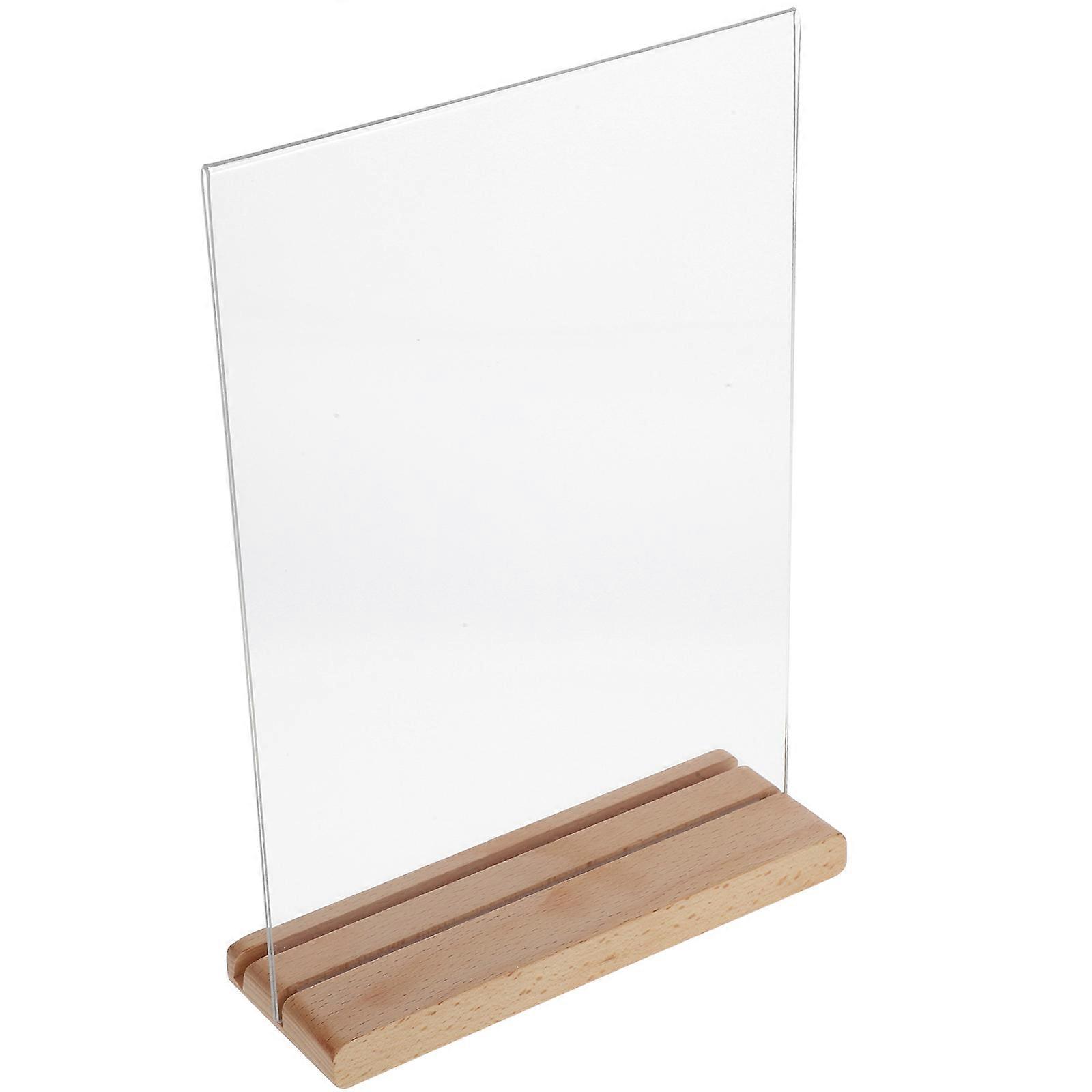 Acrylic Sign Holder with Wooden Base for Versatile Display Options Transparent and Sturdy for