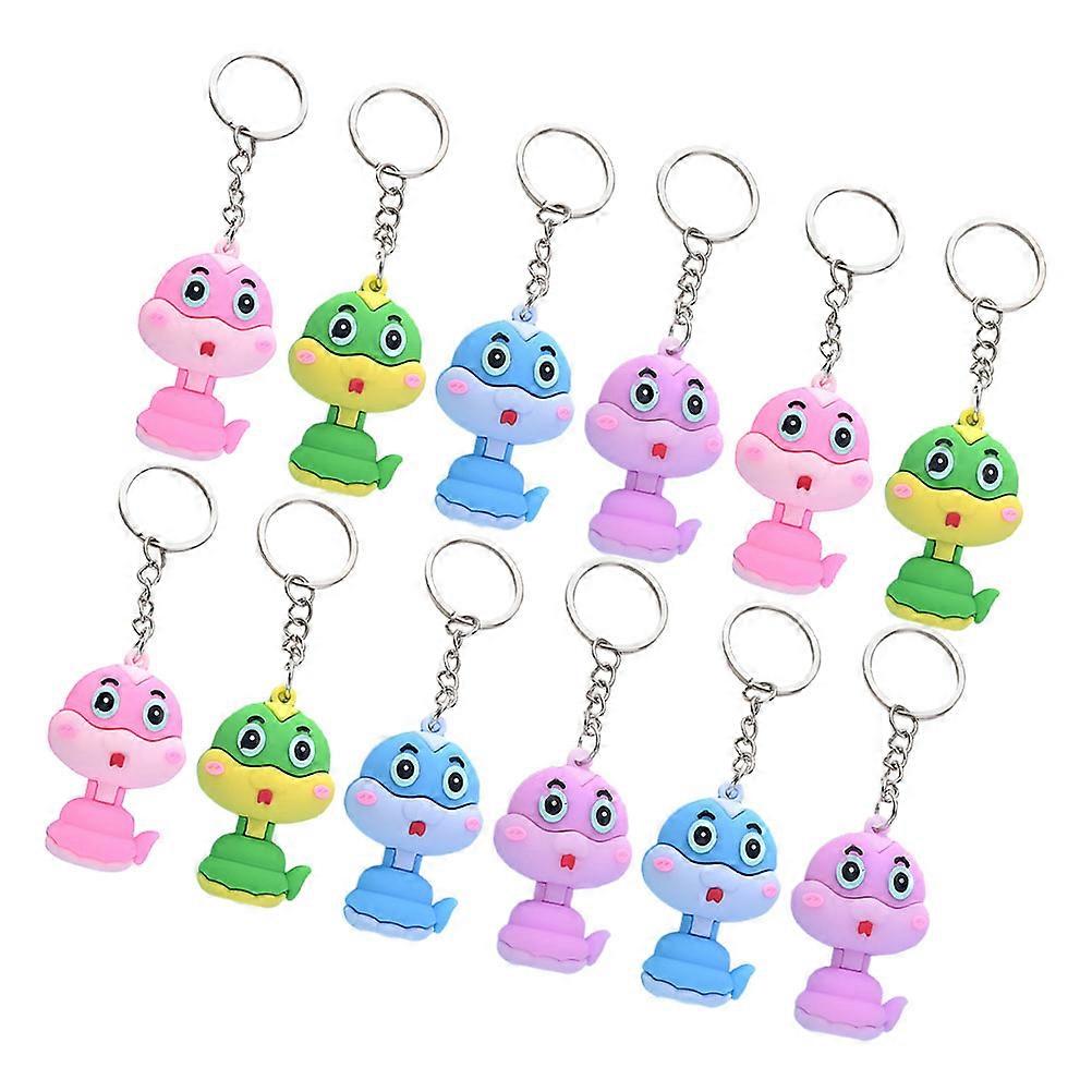 Cute Snake Keychain Set of 12pcs with Assorted Colors Stainless Steel and Rubber for Bag Charm and