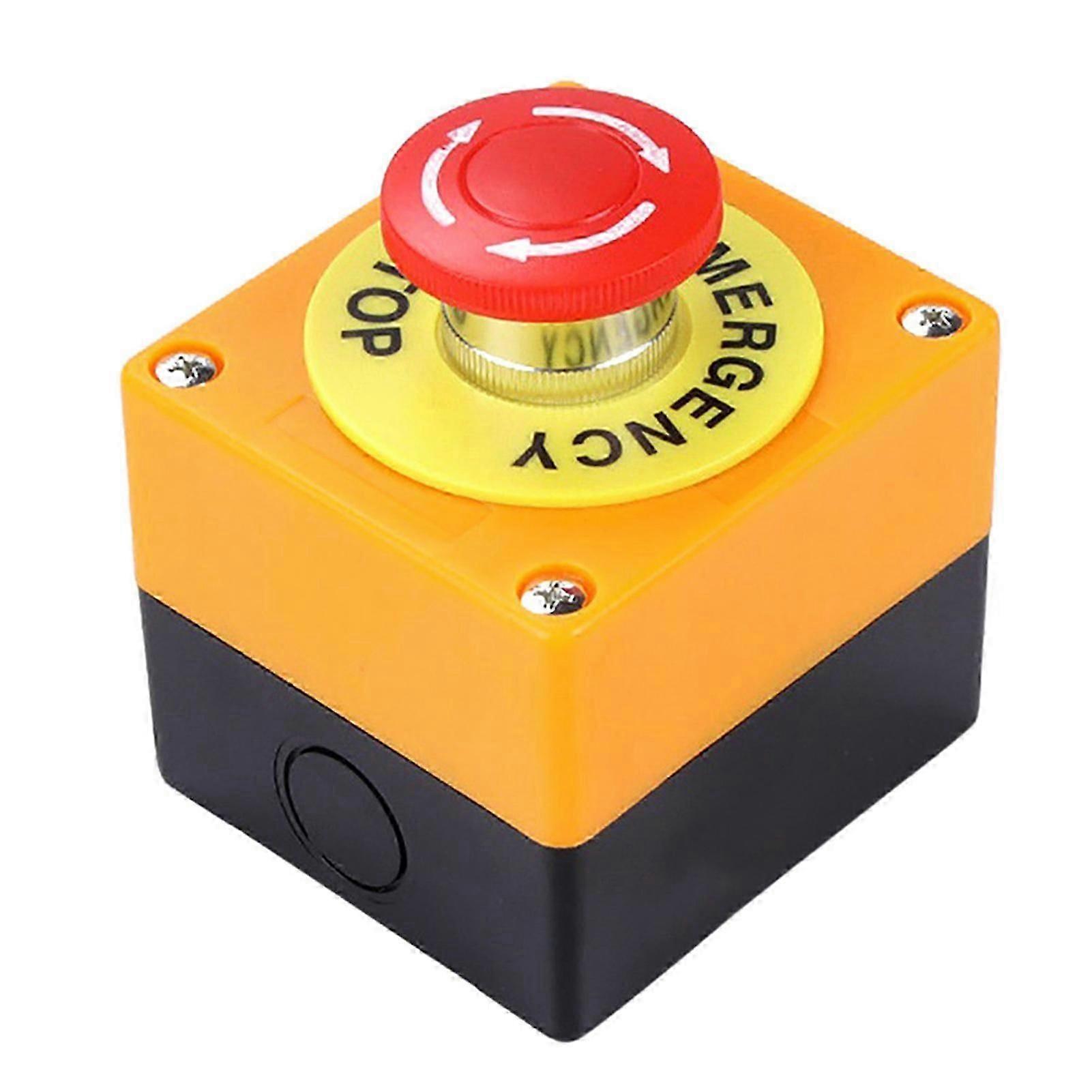 Red Sign Emergency Stop Push Button Sturdy Plastic  E-Stop Push Button for Indoor and Outdoor Electrical