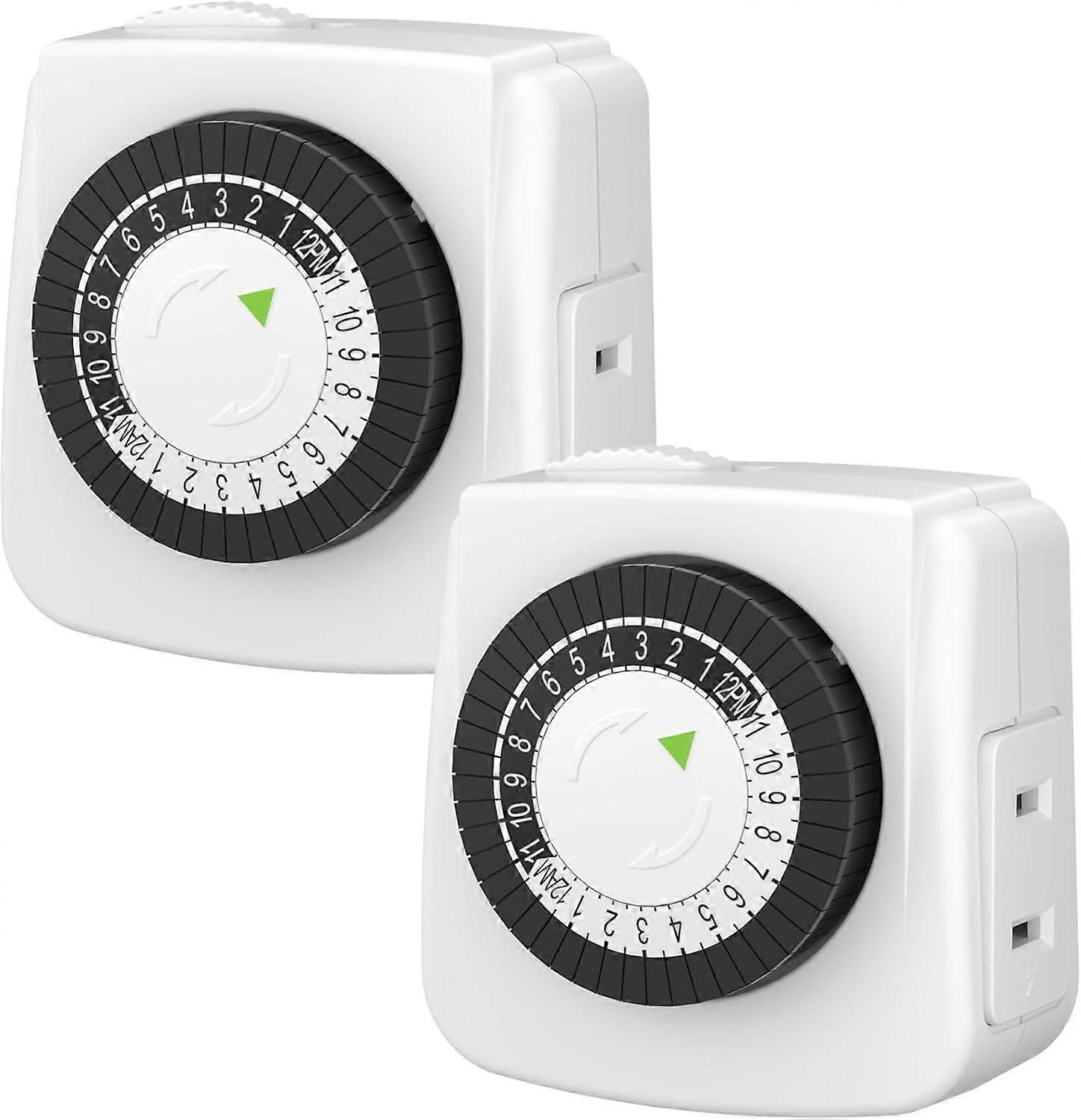 2025 Newest Indoor Timer Plug Mechanical 2-Pin 24 Hour Mini Light Timer 2 Pack