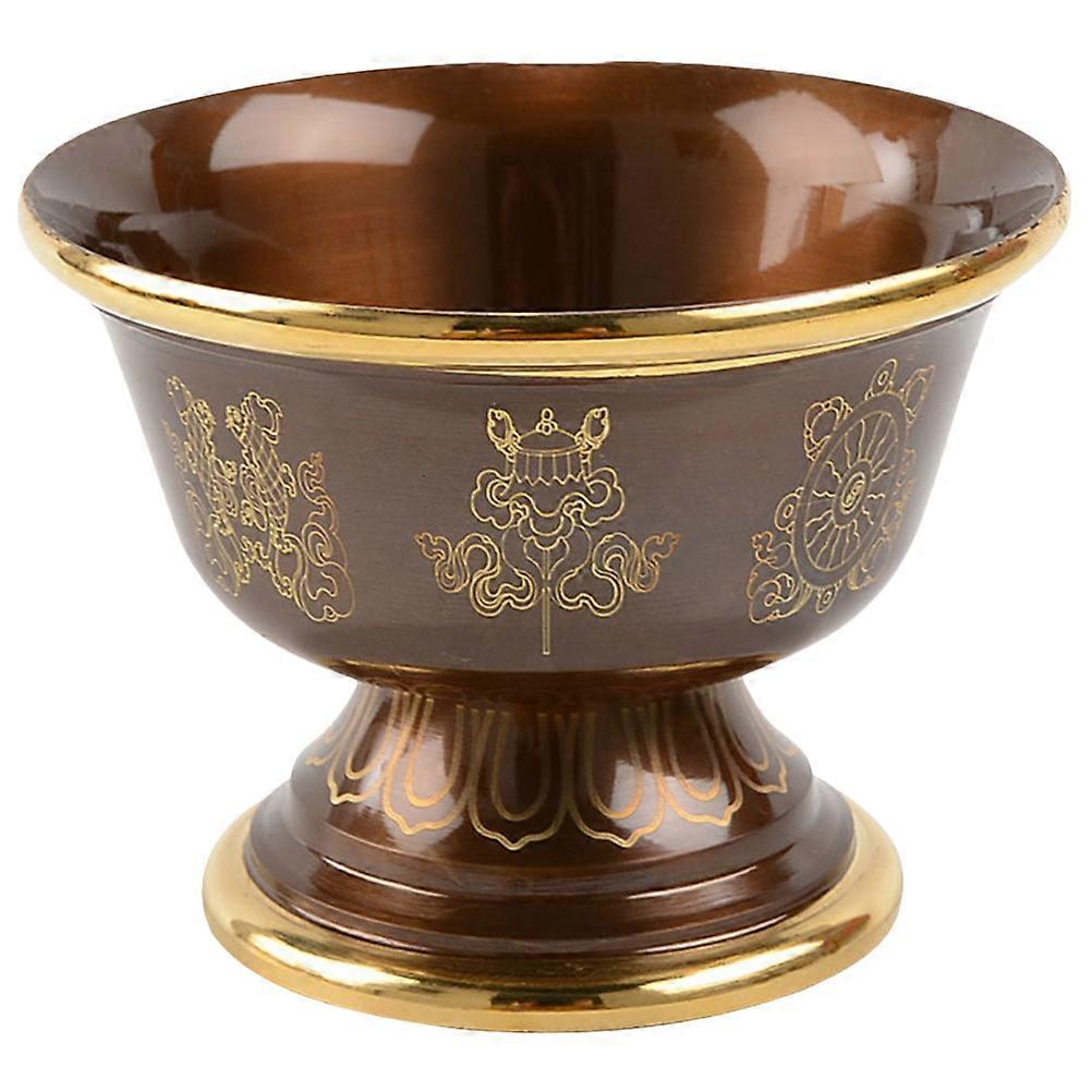 Burning Bowl Copper Offering Cup Buddhist Supplies Home Decoration Temple Use Coffee Color 1Pack