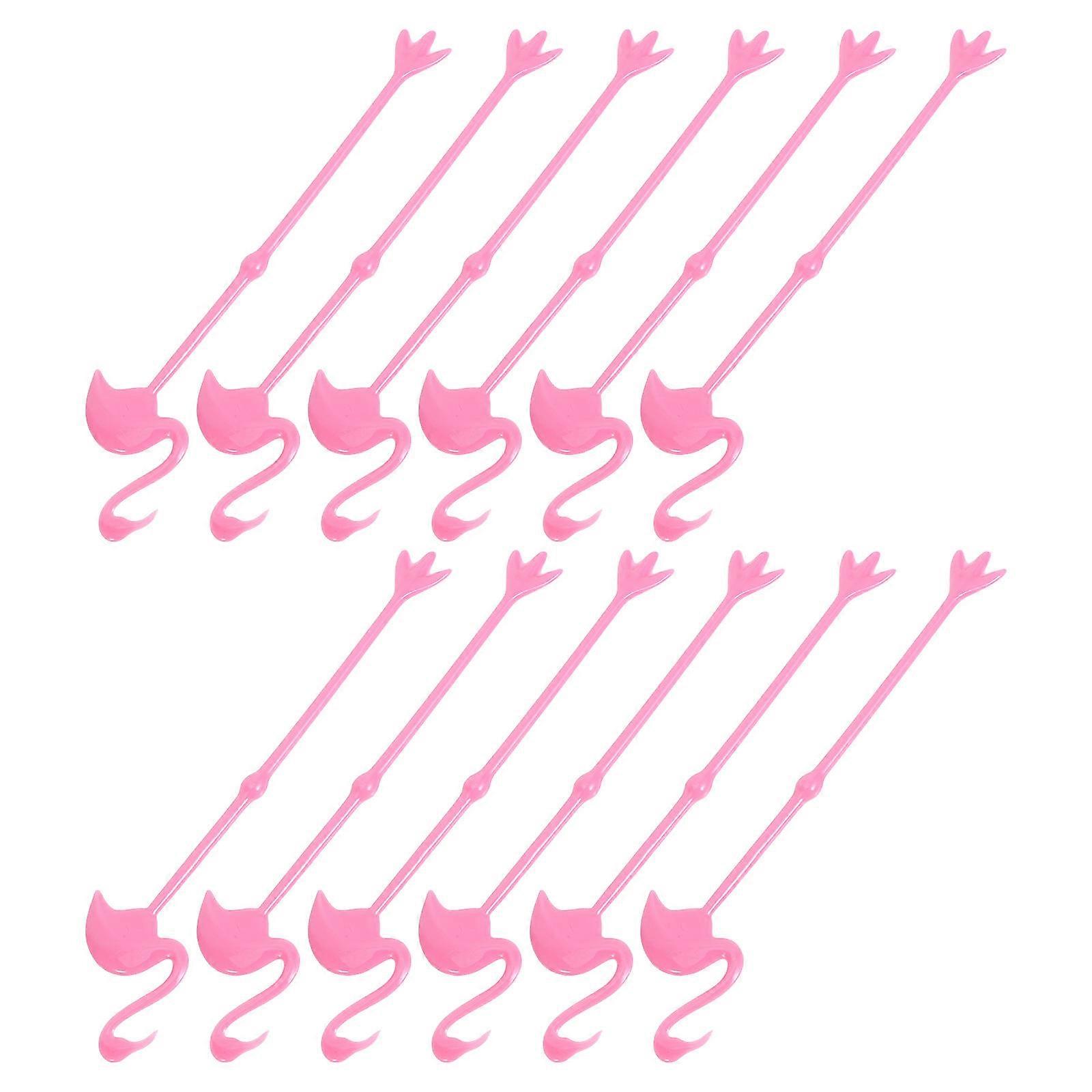 Cocktail Stirrer Flamingo Design Drink Muddler Pink Eco Friendly Material For Restaurant Use 12Pcs