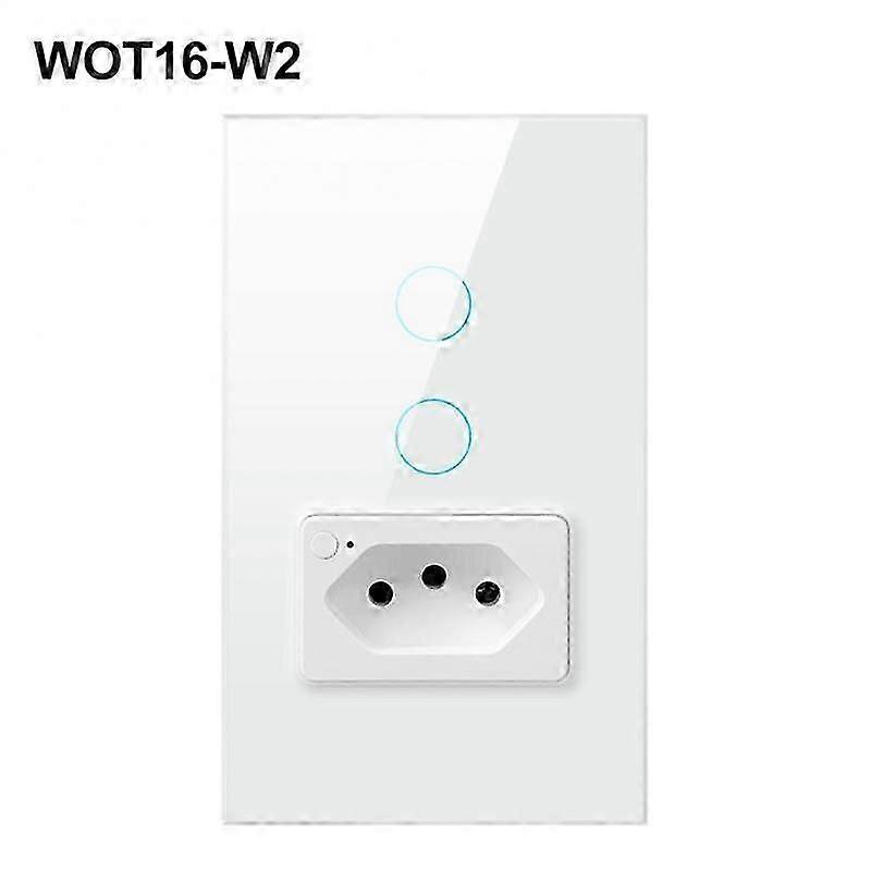 Aubess Tuya WiFi Switch & Socket Brazil Standard 4X2 Glass Panel 1/2 Buttons