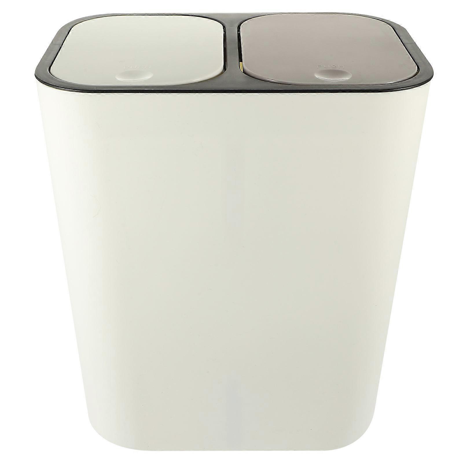 Double Port Press Garbage Can with Compartments – Stylish Space Saving Trash Container for Kitchen, Bathroom & Office Use