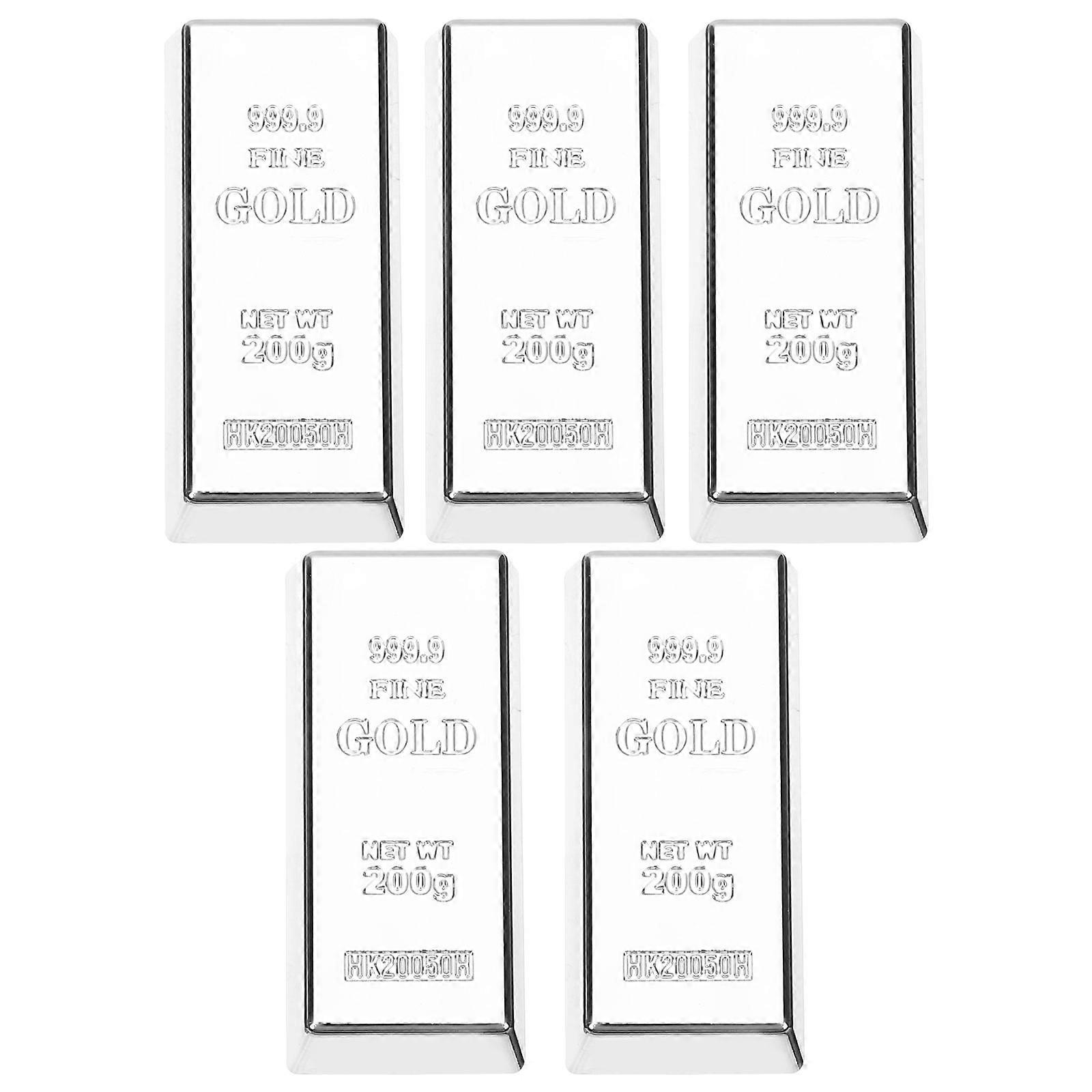 Simulation Silver Brick Toy Set For Children With Realistic Design And Durable Plastic Material In Silver Color 5Pcs