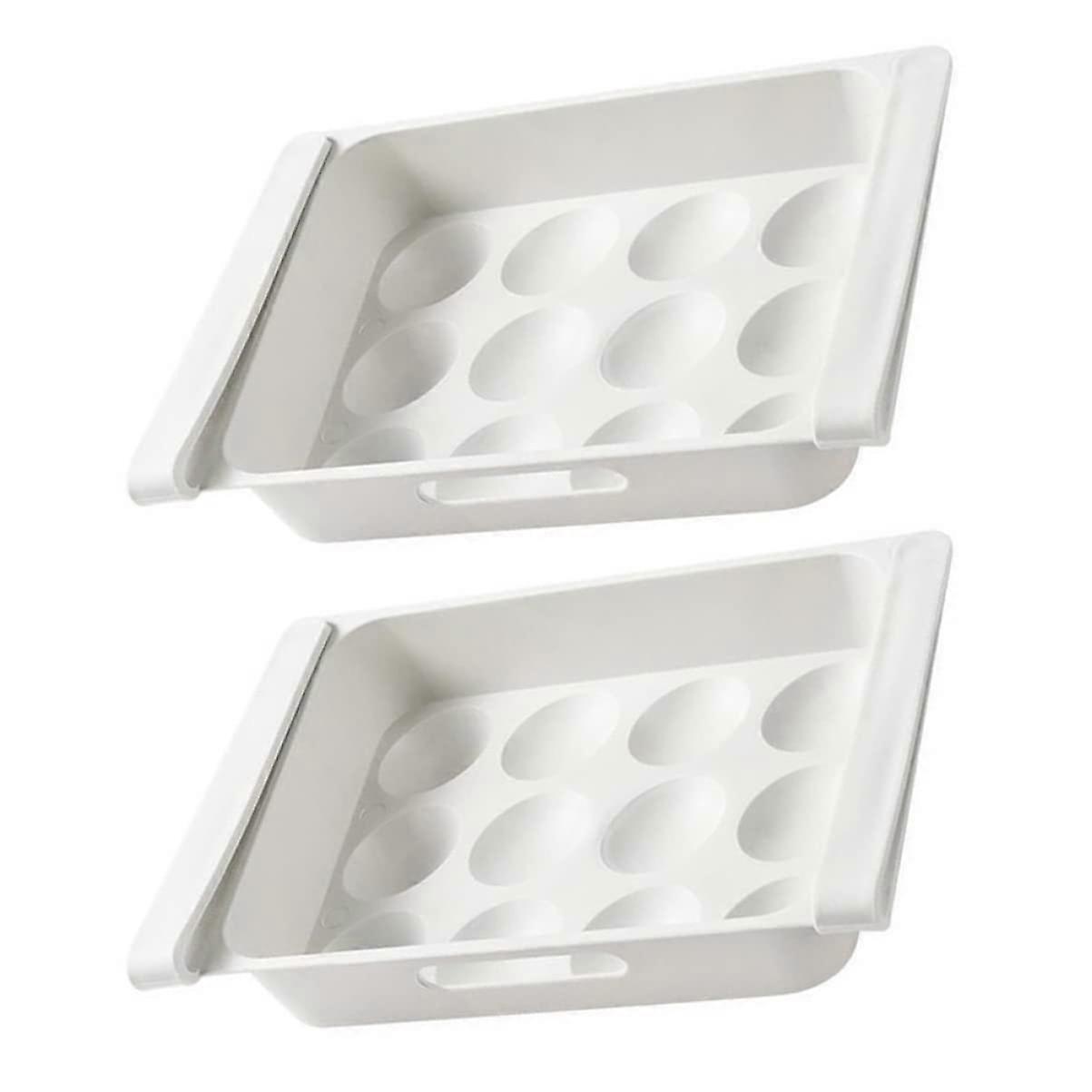 Egg Holder for Refrigerator - 2 Pack Durable Space-Saving Storage Box for Fresh Eggs, Drawer Style, Reusable Kitchen Organizer