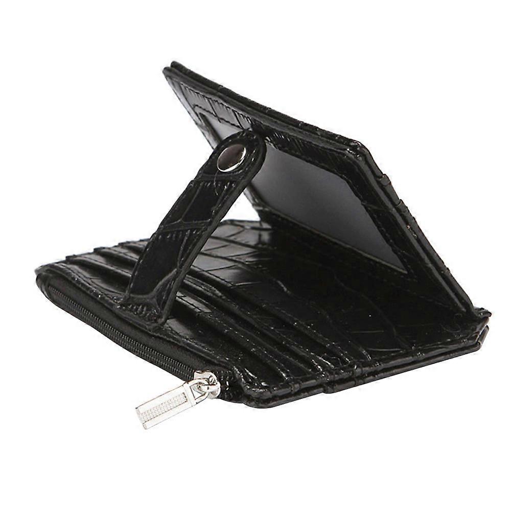 Durable PU Wallet with Zipper for Credit Card Storage Black Fashionable and Practical 1