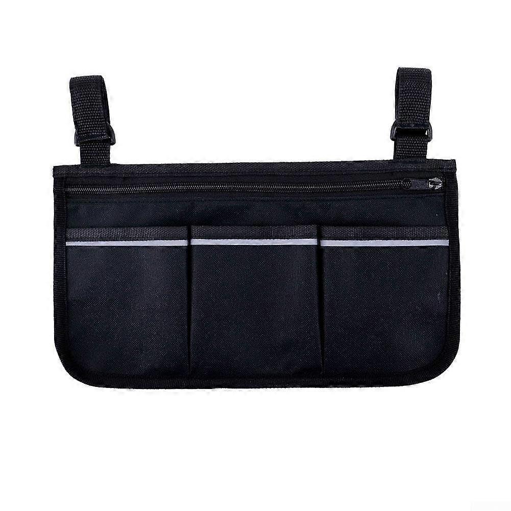 Durable Lightweight Wheelchair Organizer with Multiple Pockets for Everyday Items, Black Color, Easy Attachment
