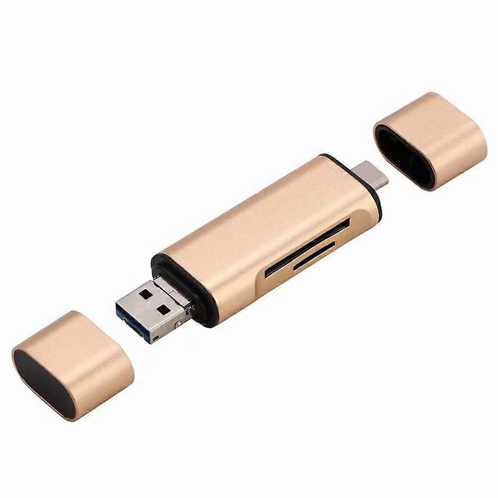 Golden Aluminum Alloy USB Type for Phone with Dual Slots Portable Lightweight