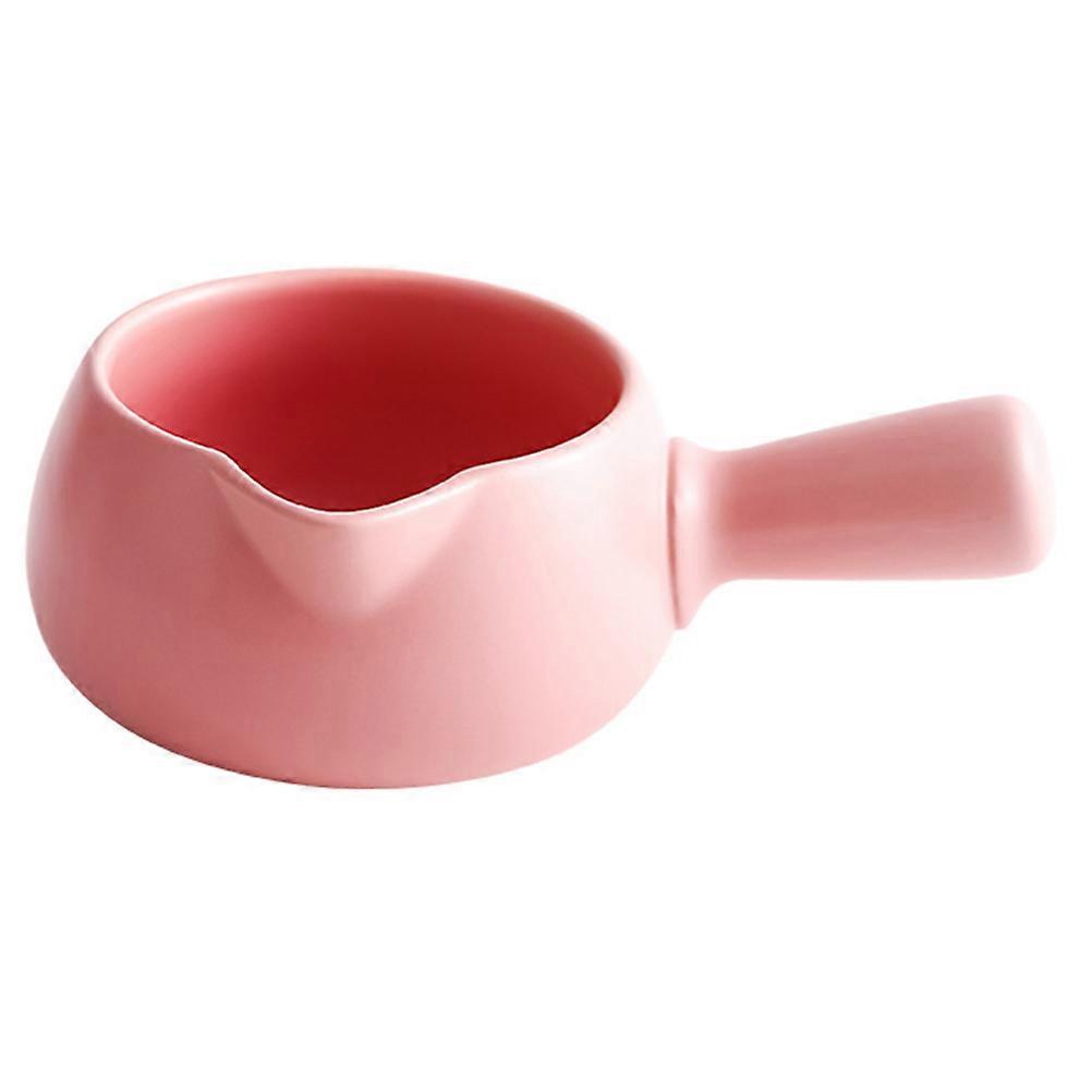 Ceramic Soup Pot With Simple Design Suitable For Baby Food Preparation In Pink 700ml 1Pcs