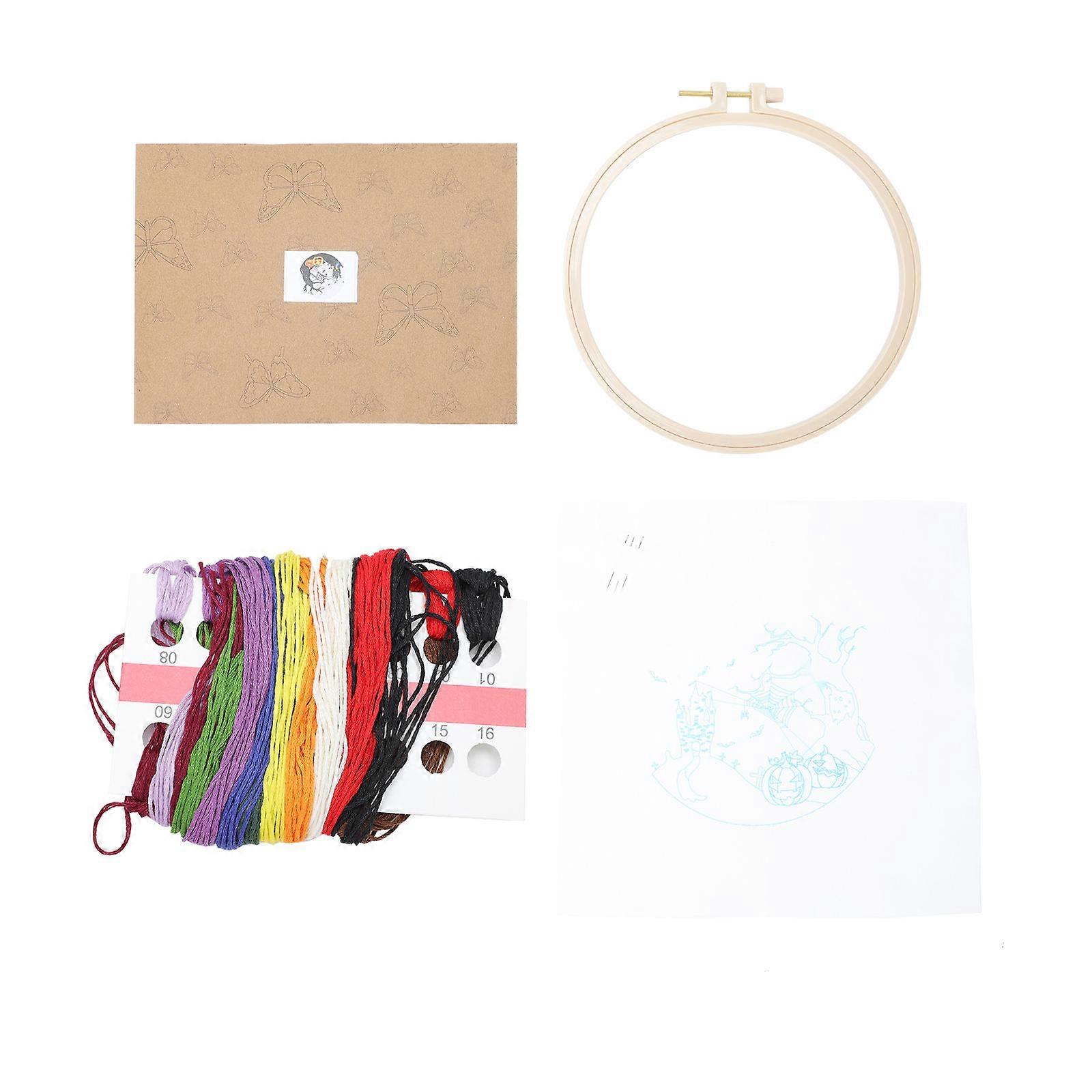 Halloween Embroidery Kit For DIY Cross Stitch Enthusiasts Featuring Black Color And Comfortable Material 1 Set