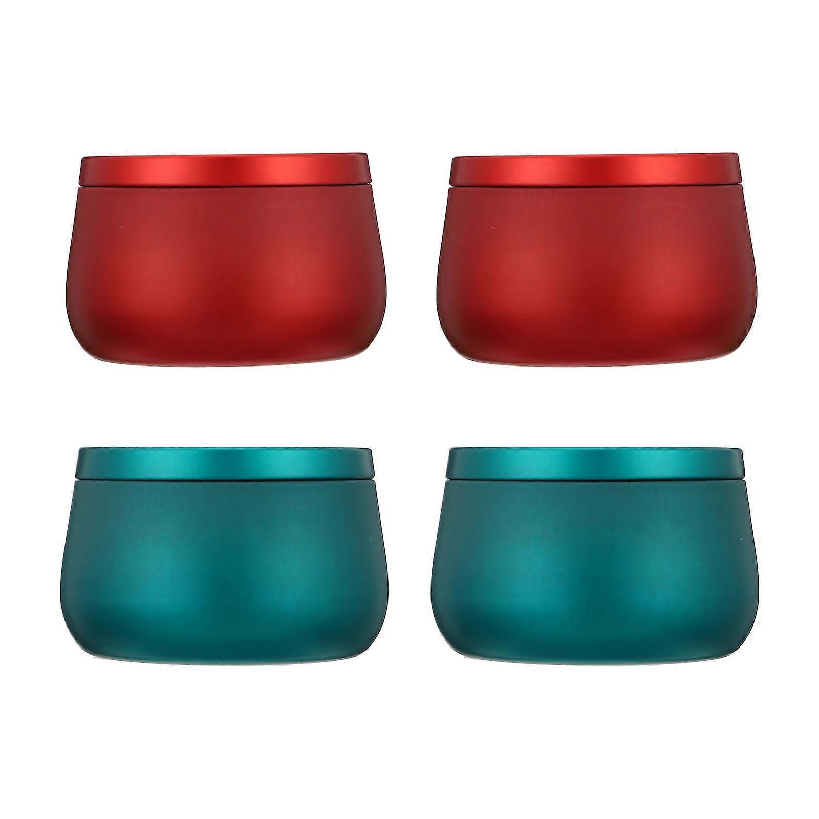 4pcs Red Tinplate Jars for Tea, Scented Candles, Candy & Dried Fruit Storage – Compact & Versatile