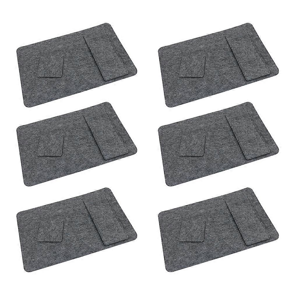 Felt Table Mats Set Dining Mat Coasters And Fork Bag Kit For Home Dining Dark Grey Heat-Resistant 6 Sets