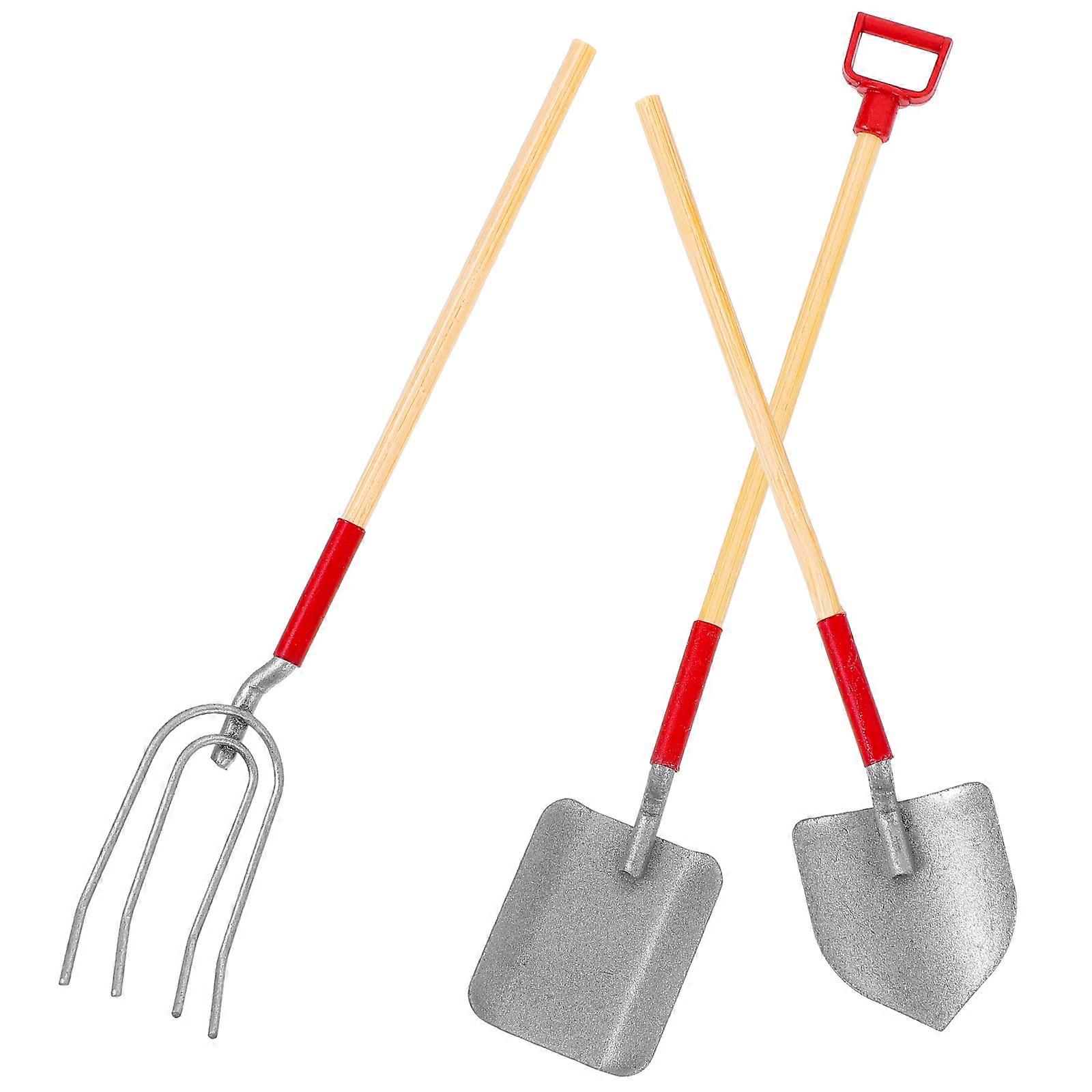 Miniature Farm Tools for Decor Made of Alloy and Wood Assorted Color