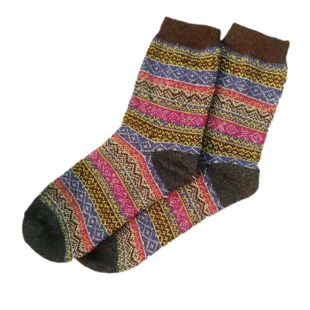 1 Pair of Winter Rabbit Wool Socks for Women Stylish Design (Coffee)