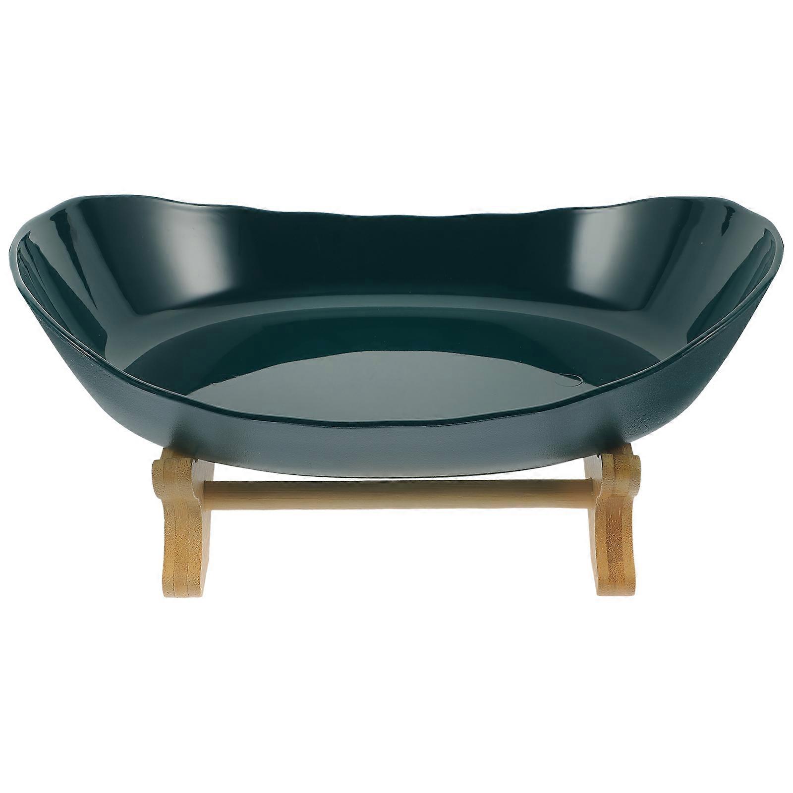 Elegant Fruit Bowl With Wood Stand For Serving Snacks And Desserts In Green Color 1 Set