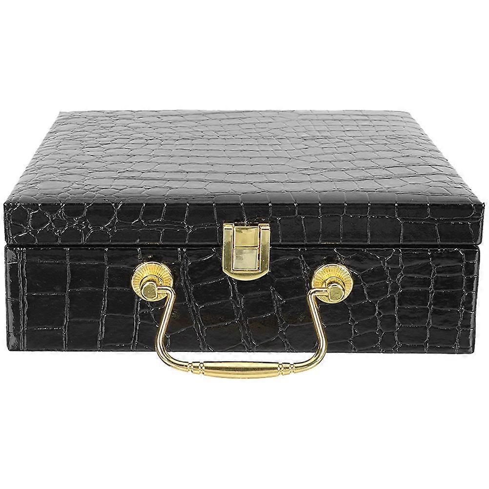 Cigar Storage Case with Crocodile Pattern for Safe Travel and Home Use Black Wooden Box