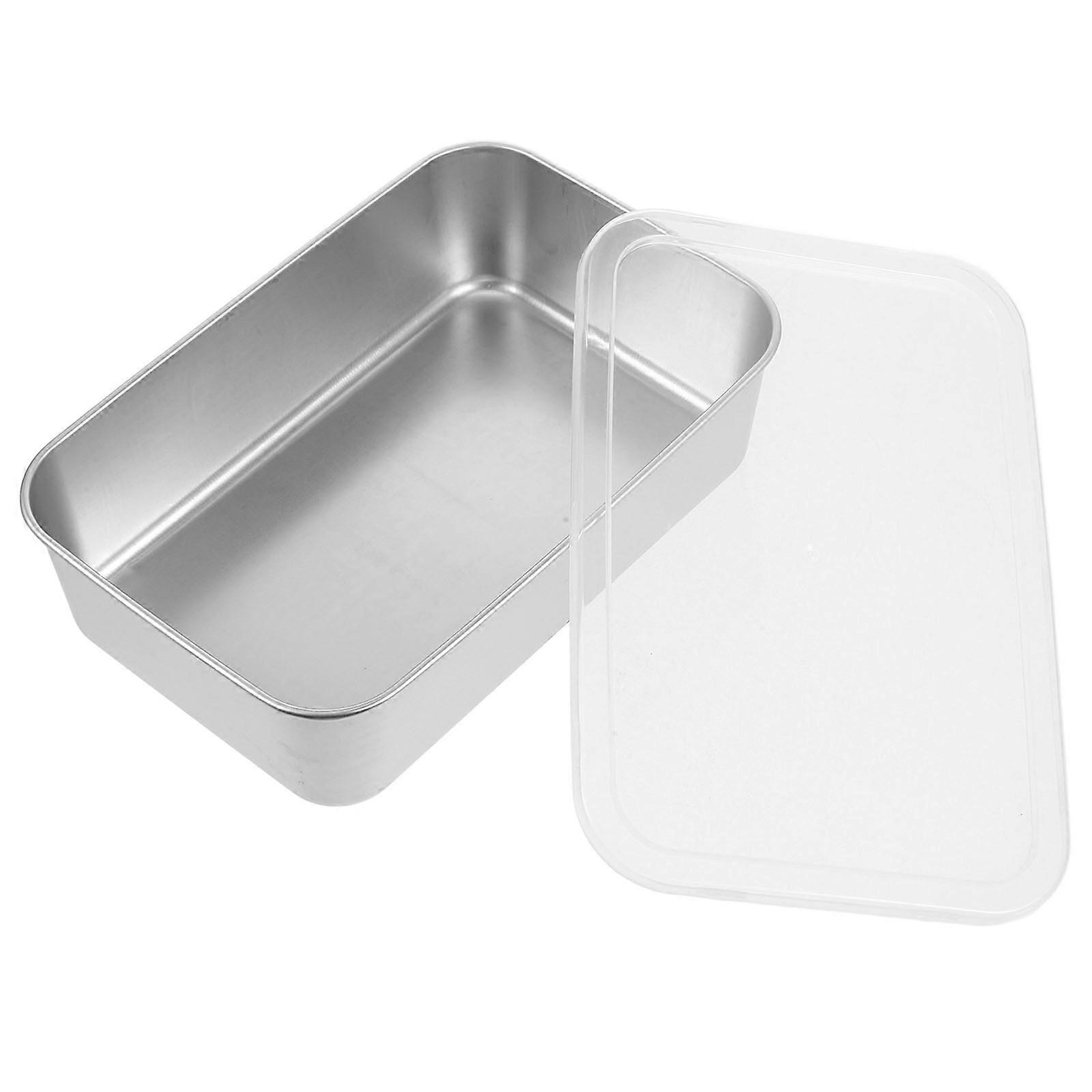 Stainless Steel Baking Mold with Transparent Lid for Home Use Silver Color 7 Inch