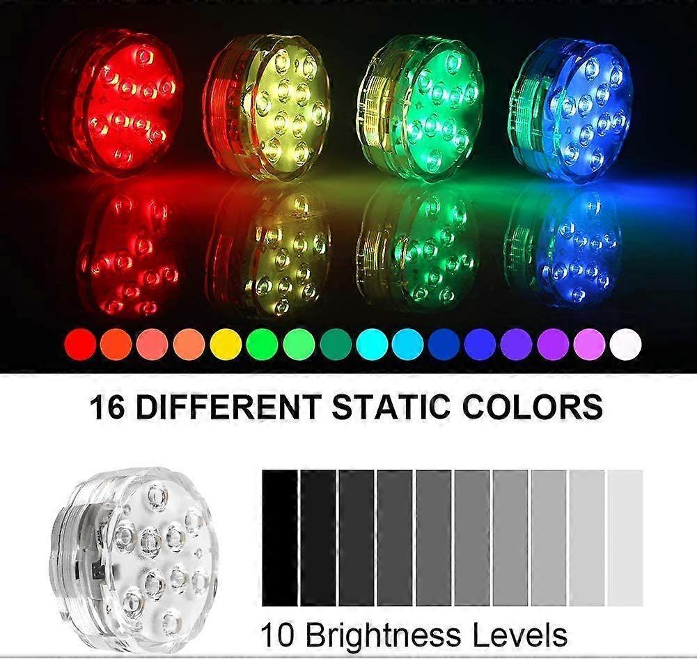 4-Pack Submersible LED Lights - RGB Pool/Party Lights