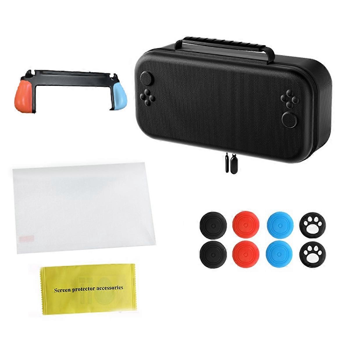 For Switch 2 Storage Bag+Screen Protective Film+Joystick Caps+Ergonomic Grip Handle for 2 A
