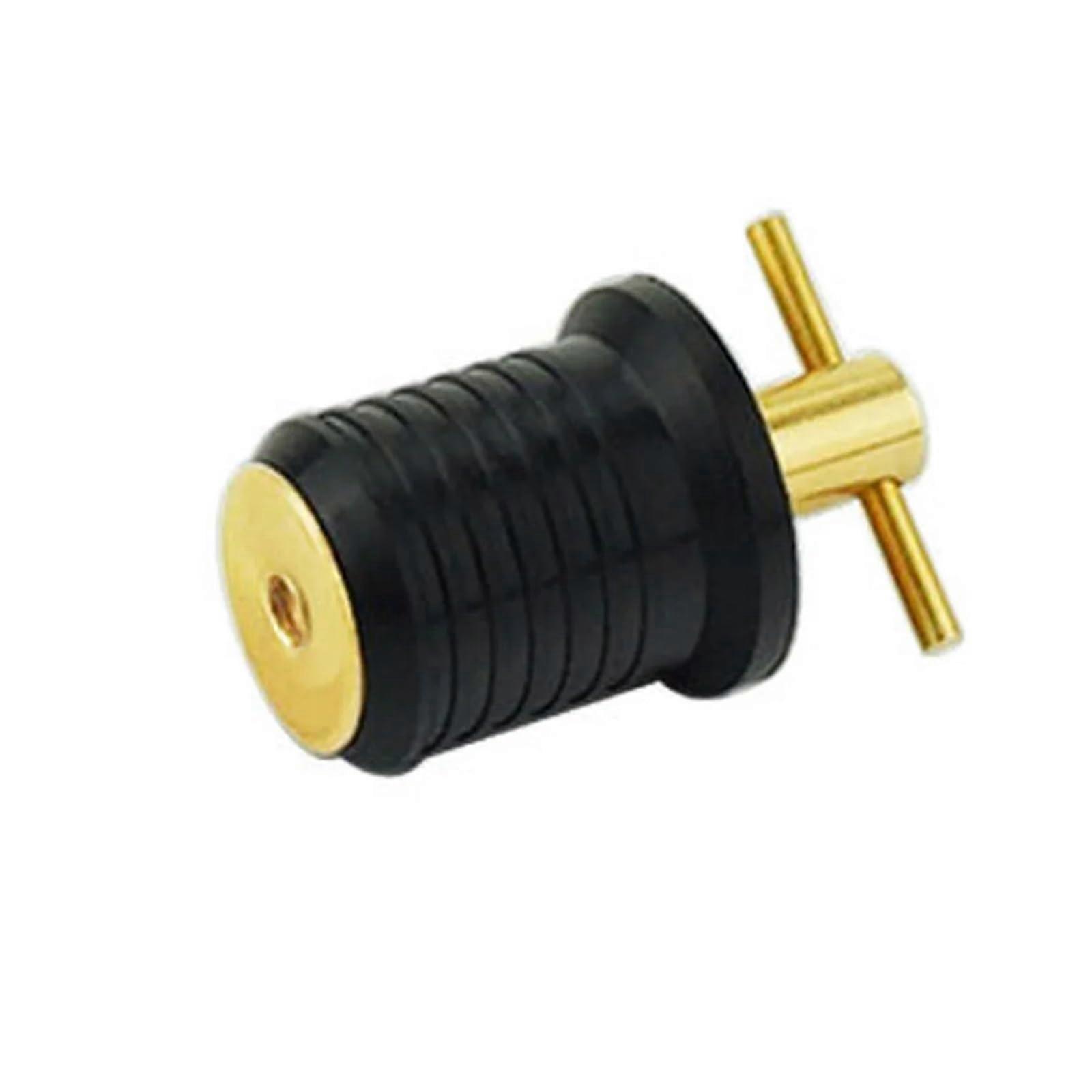 1 Inch Rubber Brass T-Handle Twist-In Hull Boat Drain Plug, 1-Inch Twist-In Hull Bilge Plug, Marine Seawall Accessory