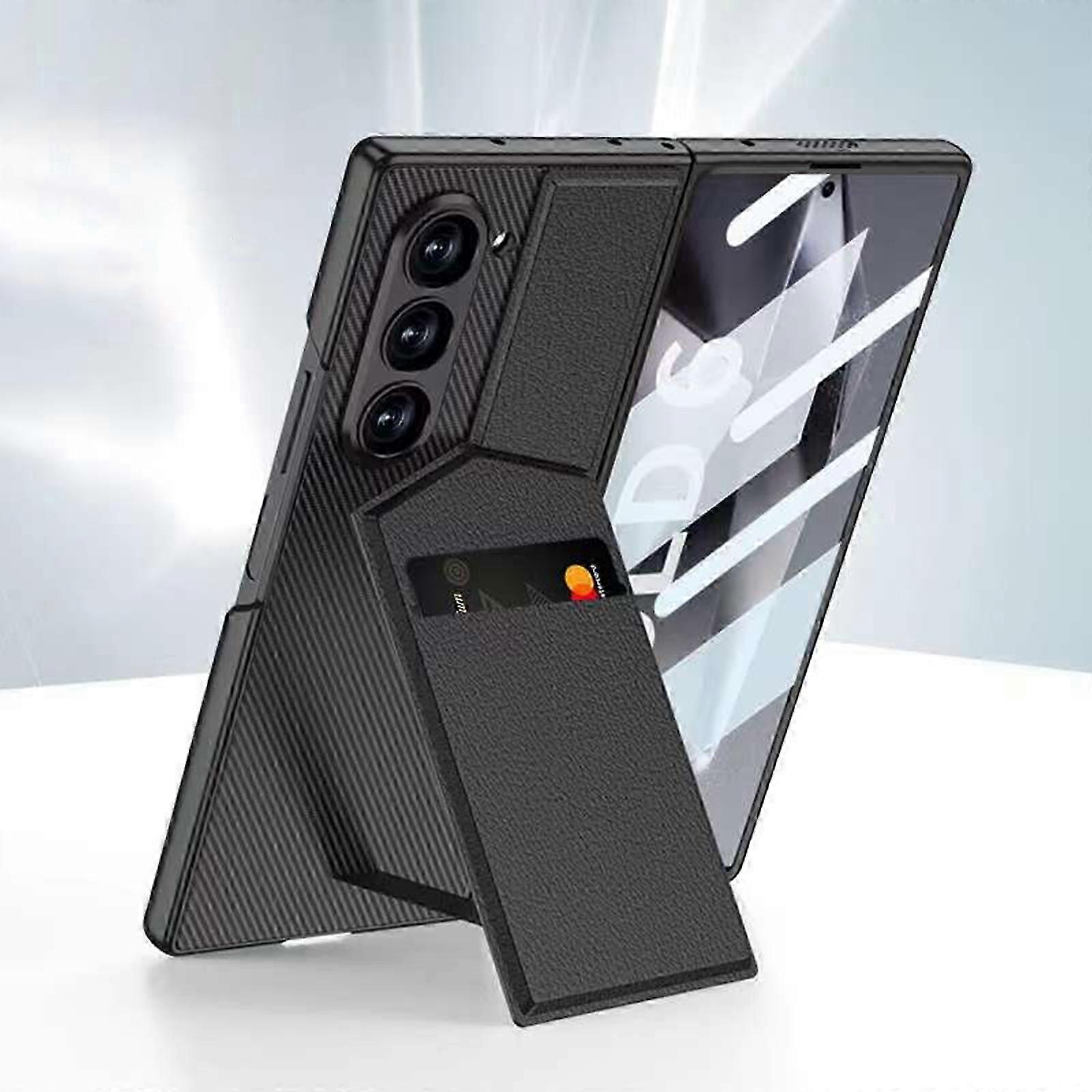 Compatible with Samsung Galaxy Z Fold 6 Case with Kickstand Card Holder,Shockproof PU Leather +PC Hard Wallet Credit Card Slot Cover Case Case