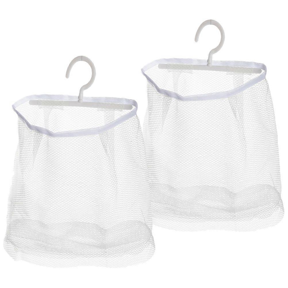 2pcs Hanging Mesh Bag Multi-functional Mesh Storage Bag Clothespin Bag Kitchen Mesh Pouch