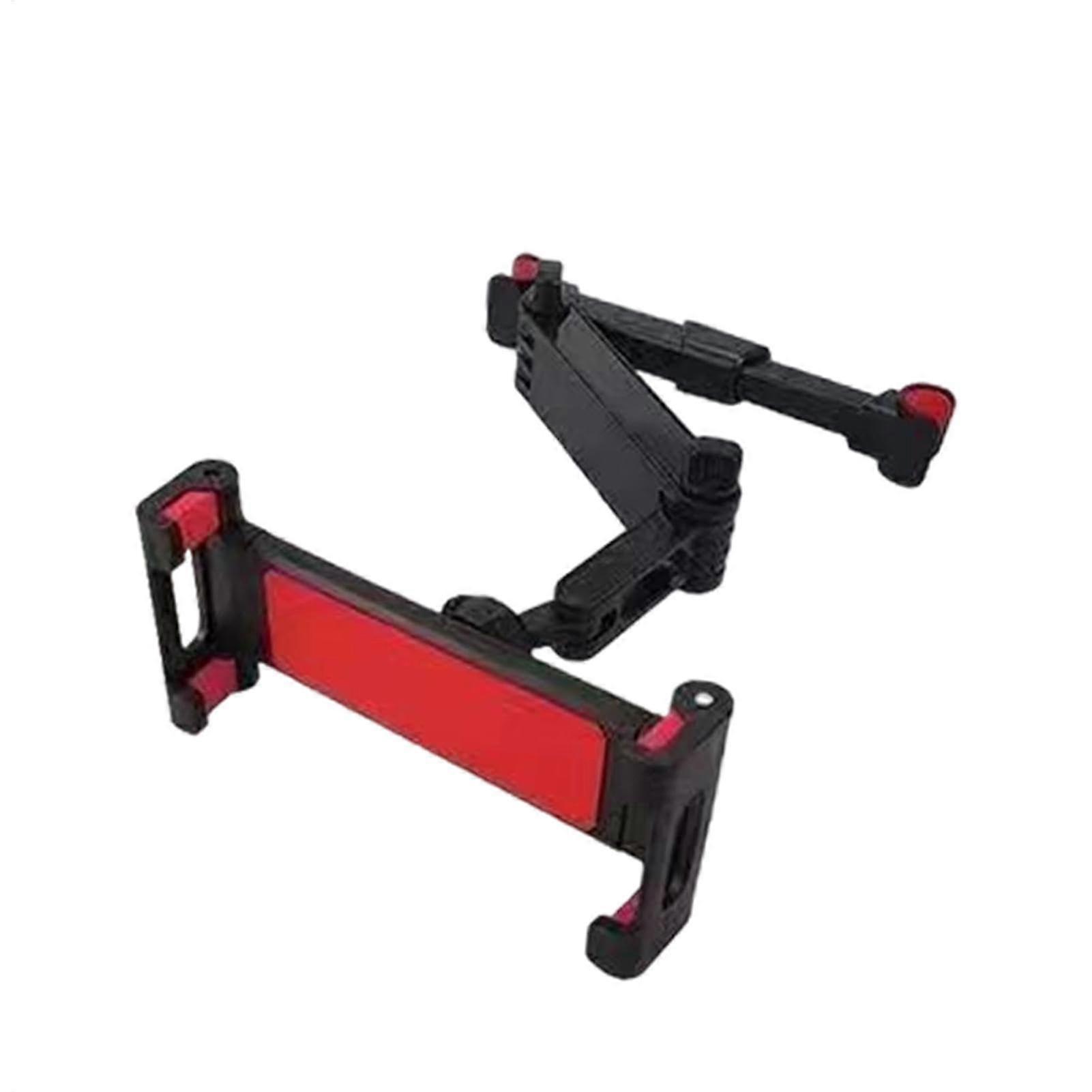 Travel Tablet Holder for Car Headrest Adjustable Multi-Angle Sturdy Mobile Phone Holder in Simple Black Red Design