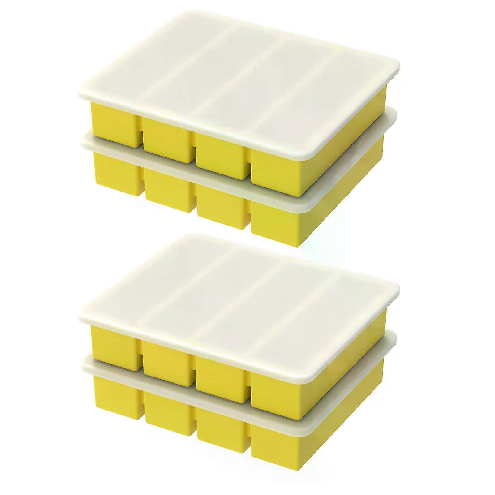 4Pcs Silicone Freezer Trays with Lid Soup Freezer Molds Easy Release Silicone Food Freezer Tray Multipurpose Ice Cube Tray