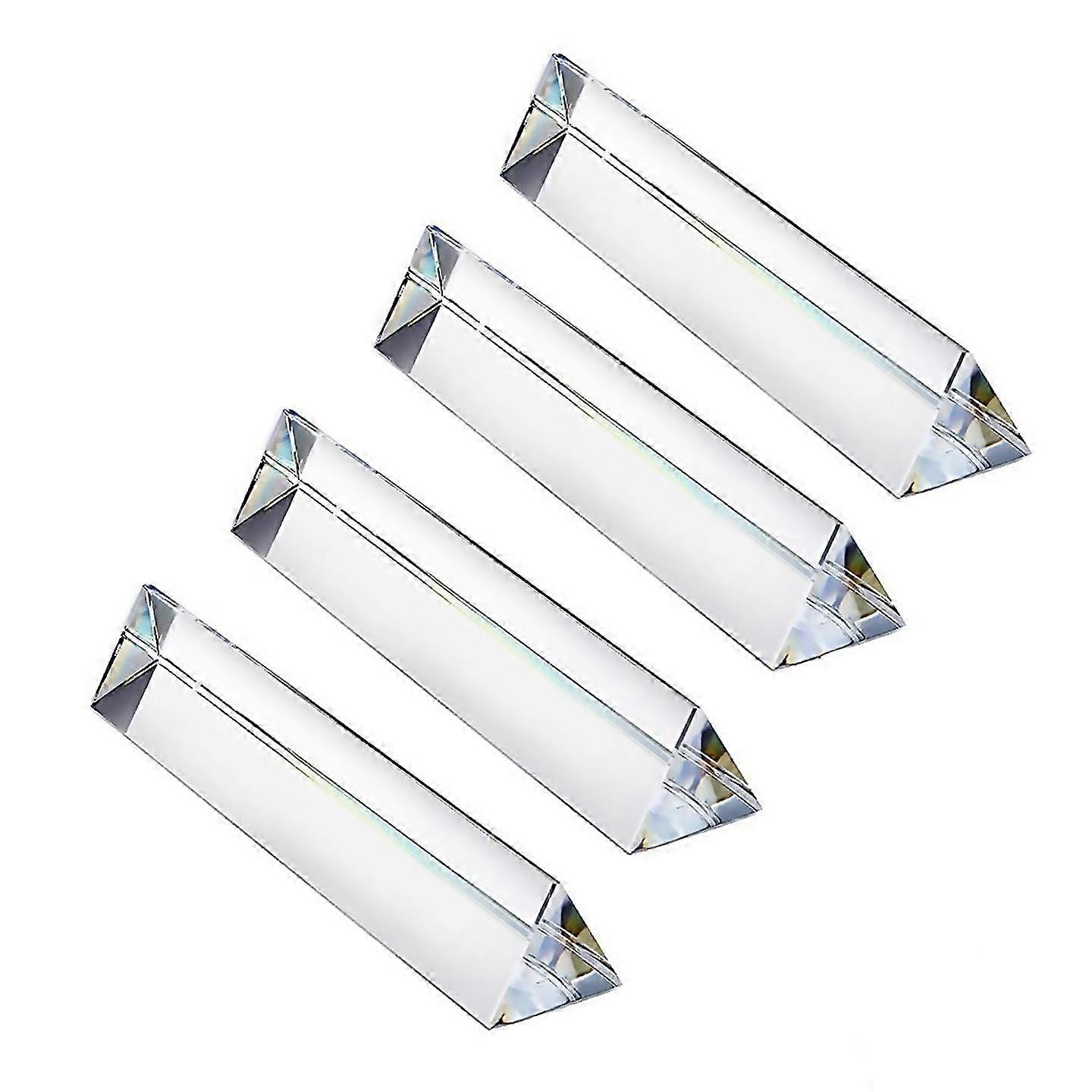 For 4pcs 6 Inch Clear Optical Lens Glass Triangular Prism