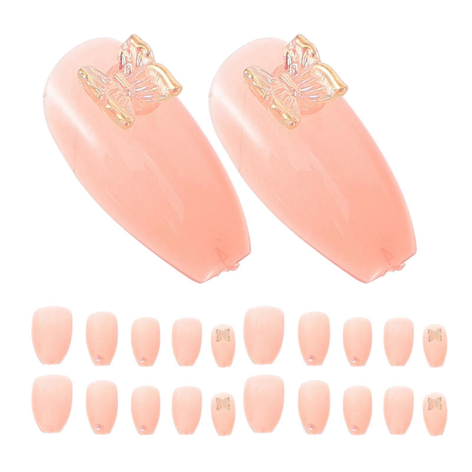 Pink Press On Nails for Nail Art ABS Material 24 Pieces Long Size