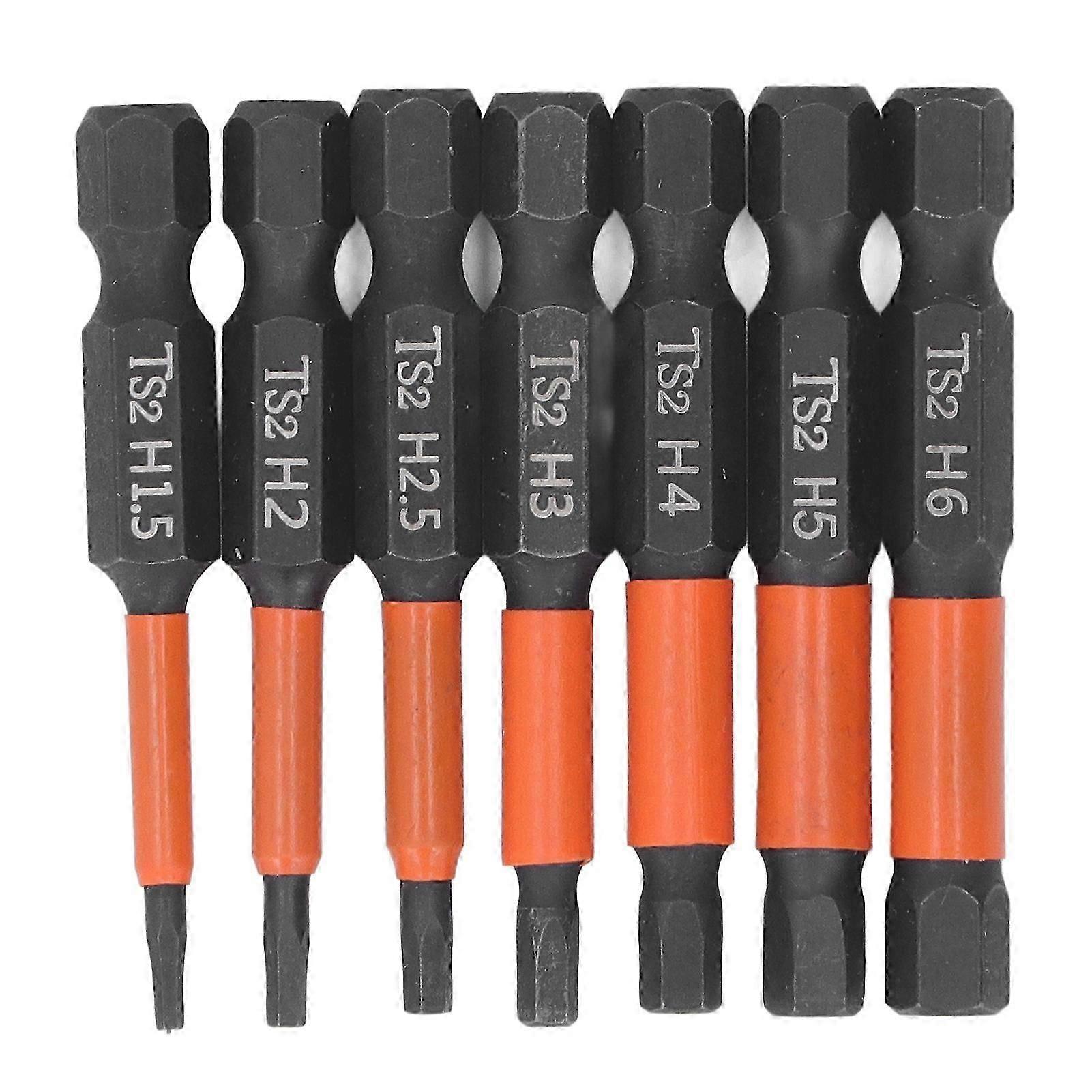 7Pcs Magnetic Screwdriver Bit Set Hex Shank Impact Screw Driver Drill Bits H1.5?H6 Metric