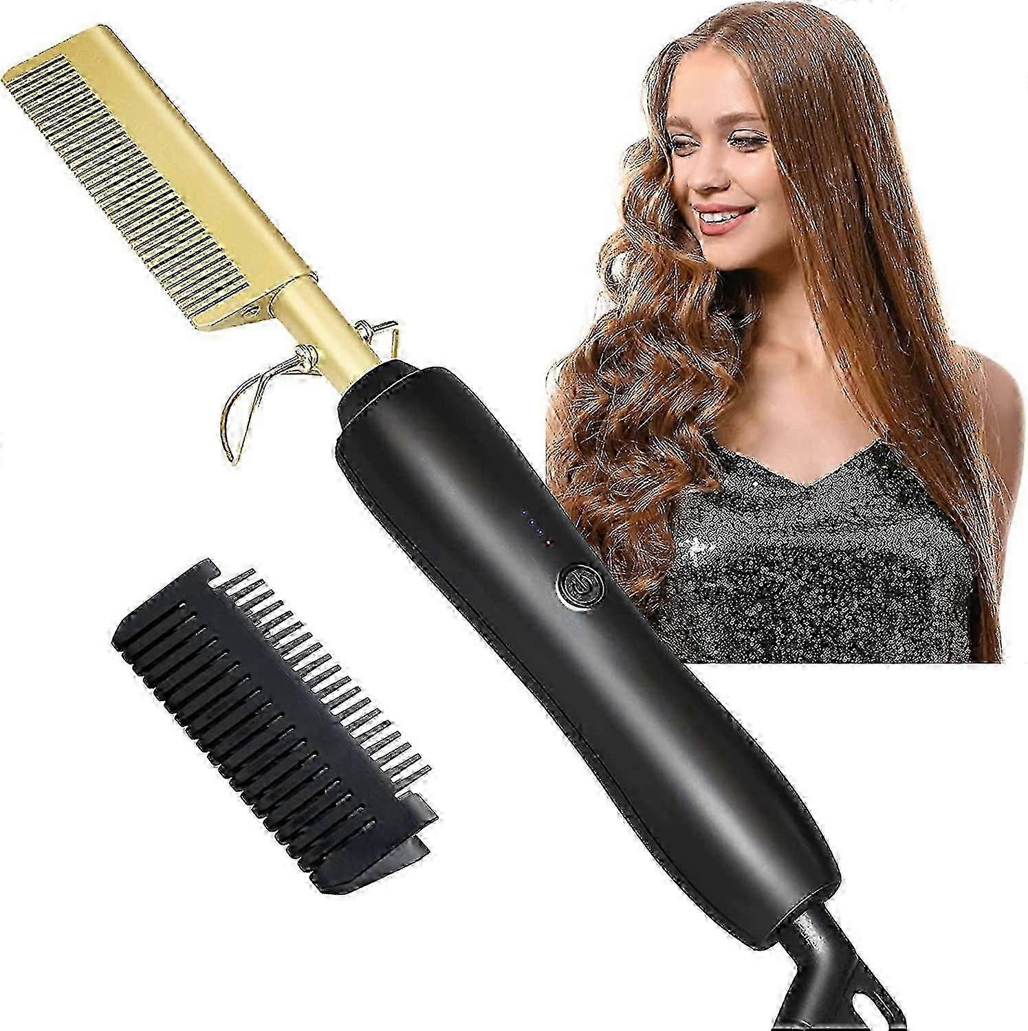 3-in-1 Heated Comb with Straightener, Curler, and Beard Styling Fun...