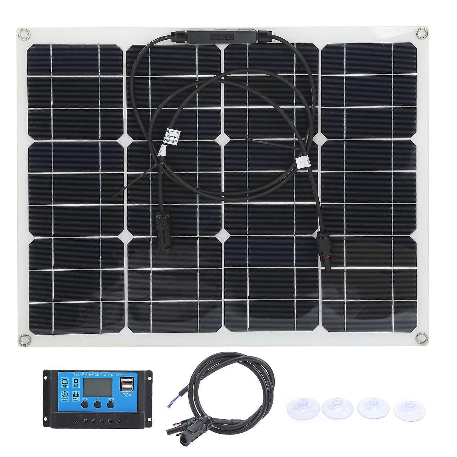 40W Solar Panel Dual USB Charger with 12V/24V PWM Controller 3.3ft Extension Cable